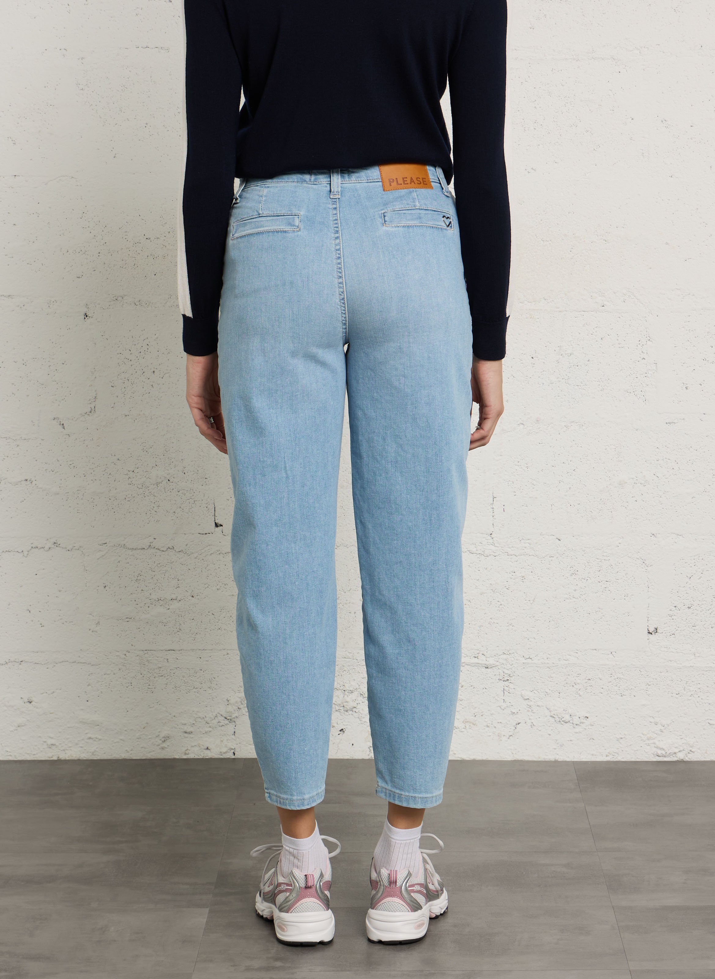 Broek met wijde pijpen van gemengd katoen PLEASE Blauw