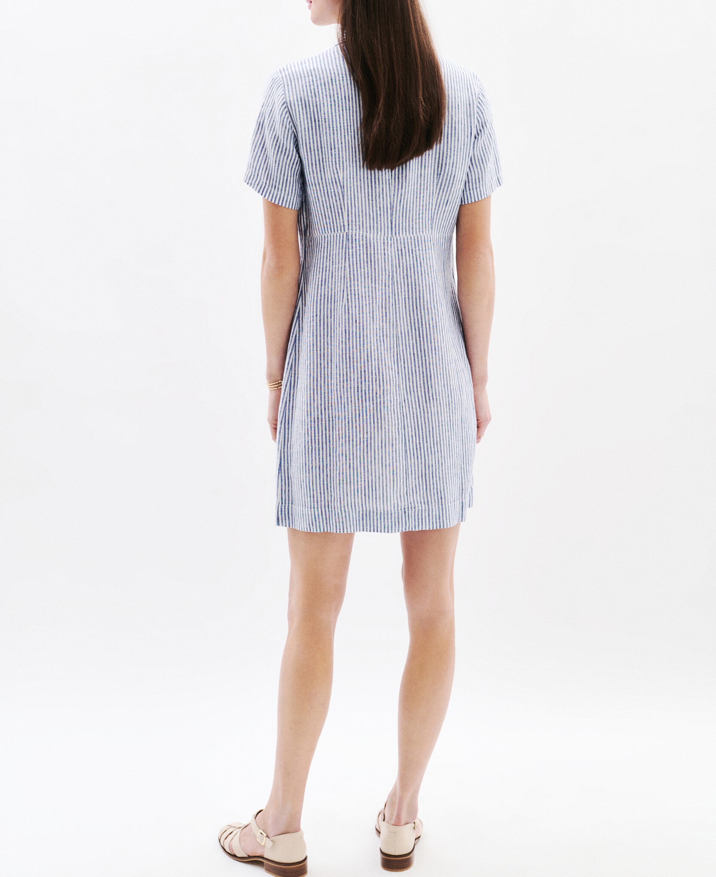 Robe droite en lin CAROLL Bleu