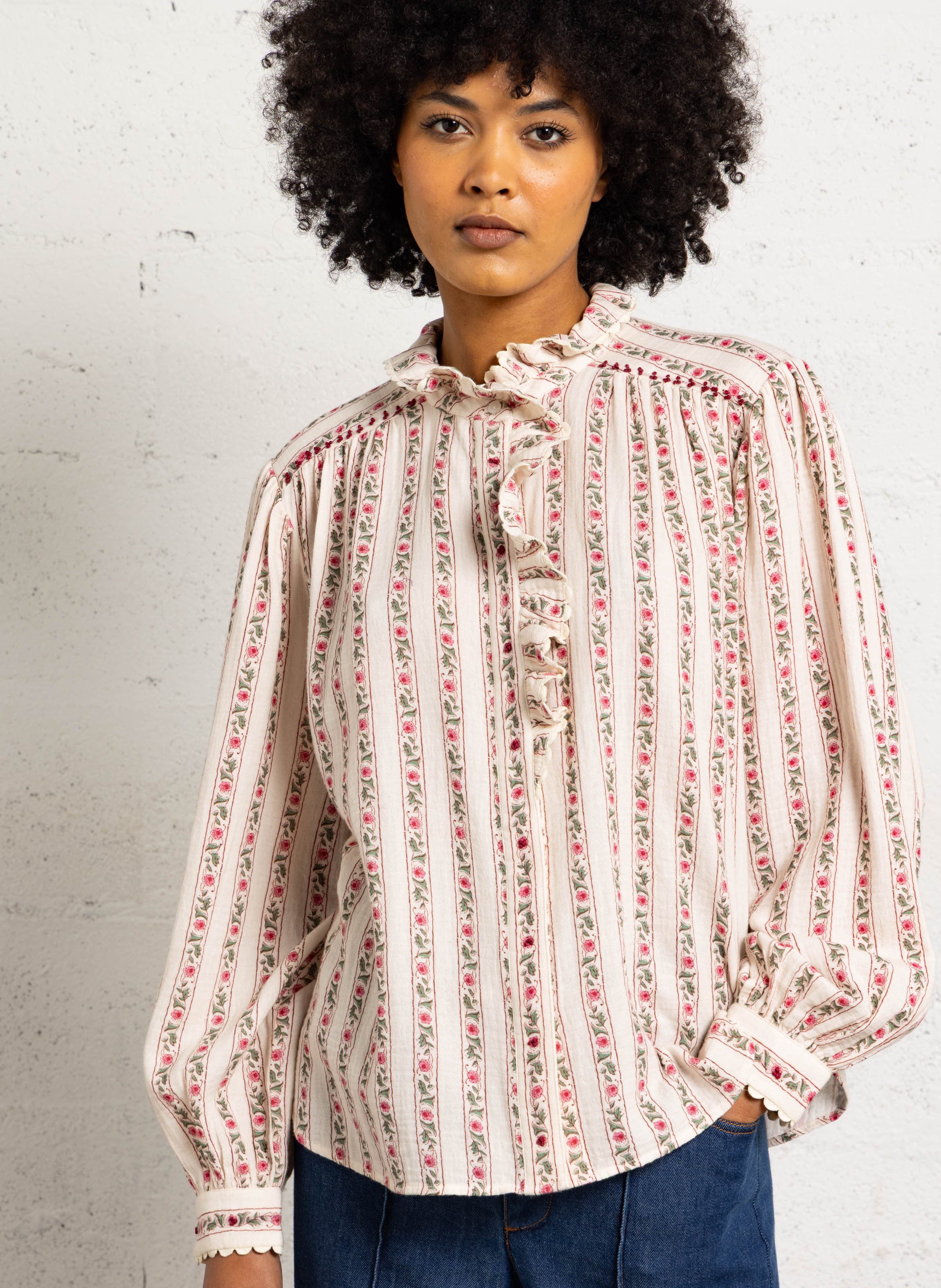 Bluse mit Blumenmuster LOUISE MISHA Beige