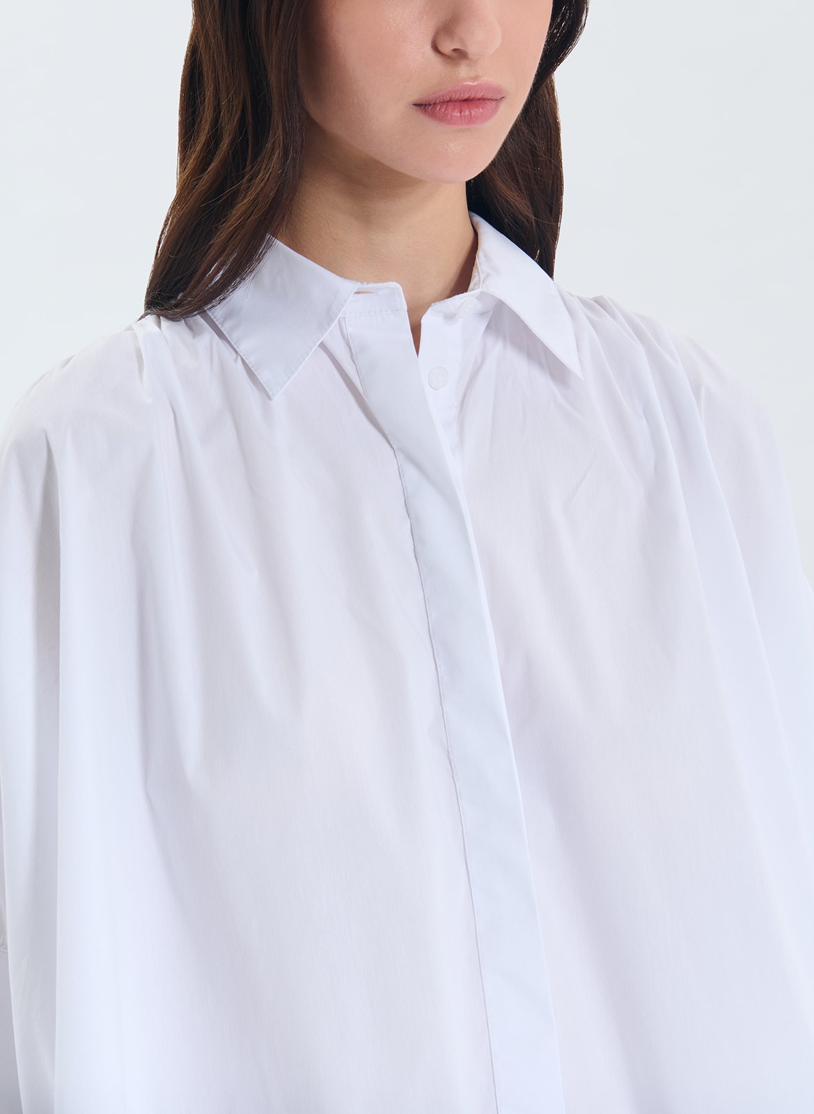 Bluse aus Baumwoll-Mix mit klassischem Kragen ZAPA Weiss