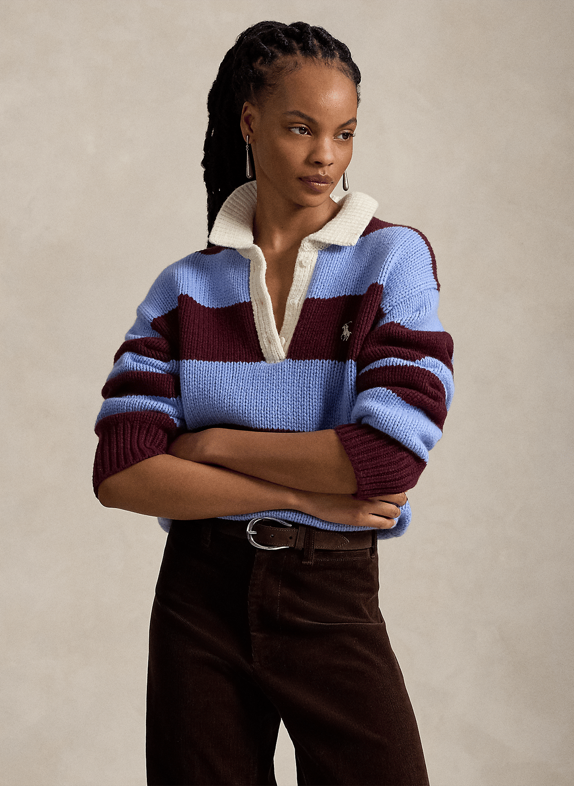 Polo neck striped knit sweater POLO RALPH LAUREN Red
