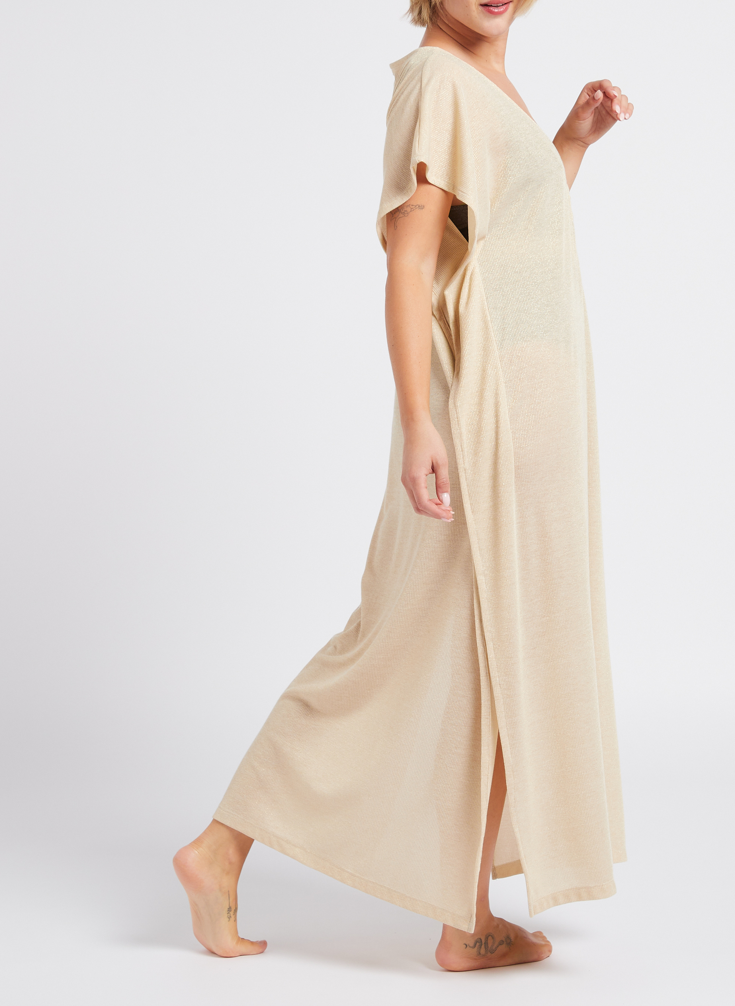 Metallic beach tunic LIVIA Beige