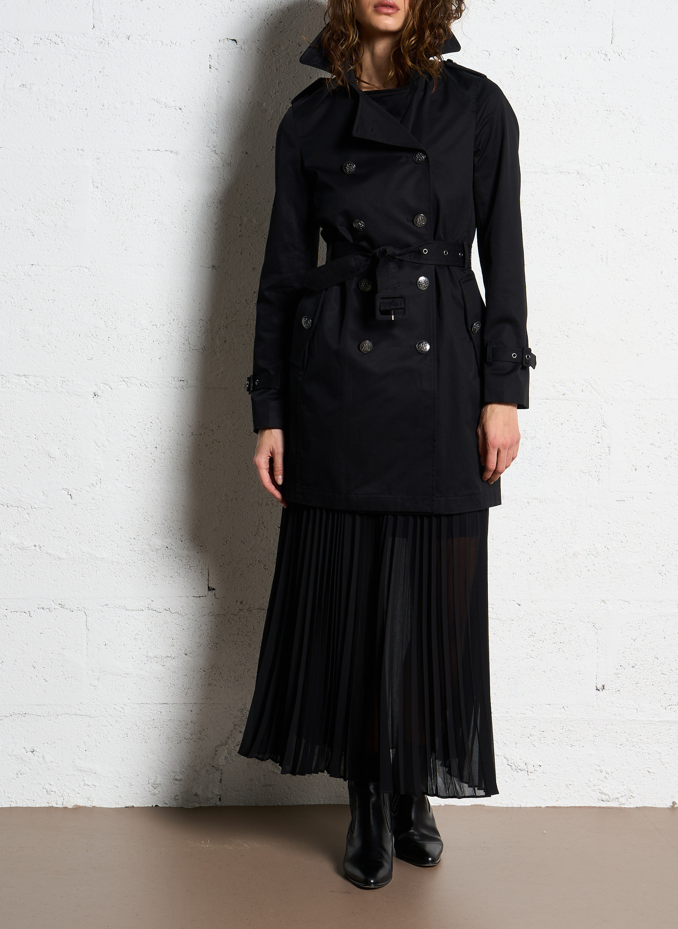 Katoenen trenchcoat met reverskraag en capuchon IKKS Zwart