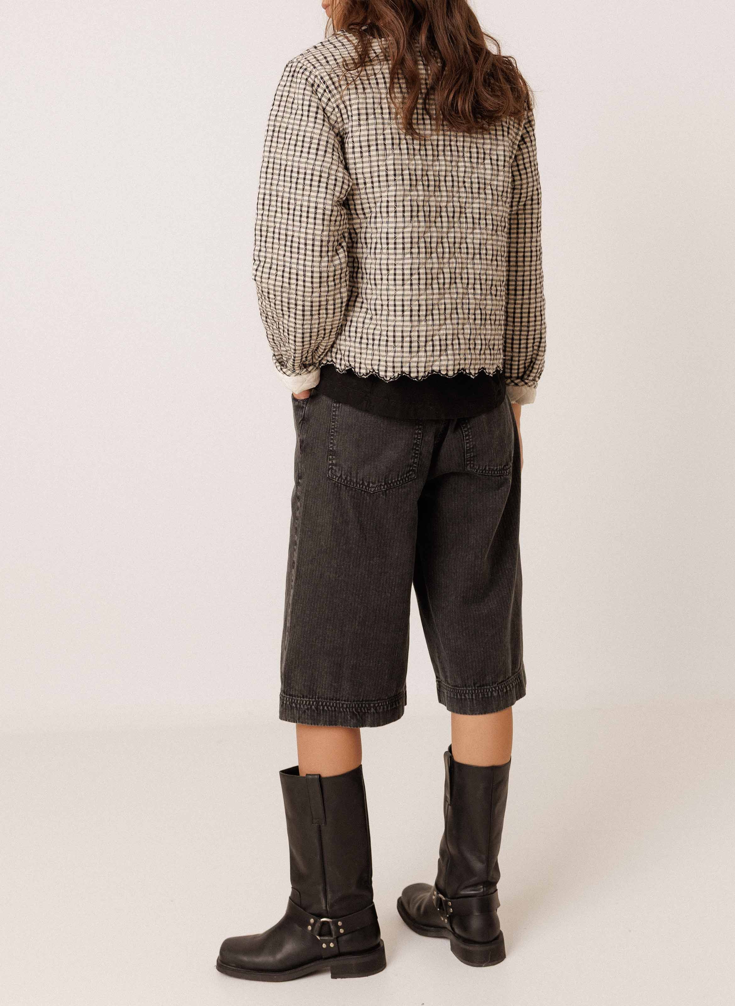 Round-neck cotton jacket INDI & COLD Black