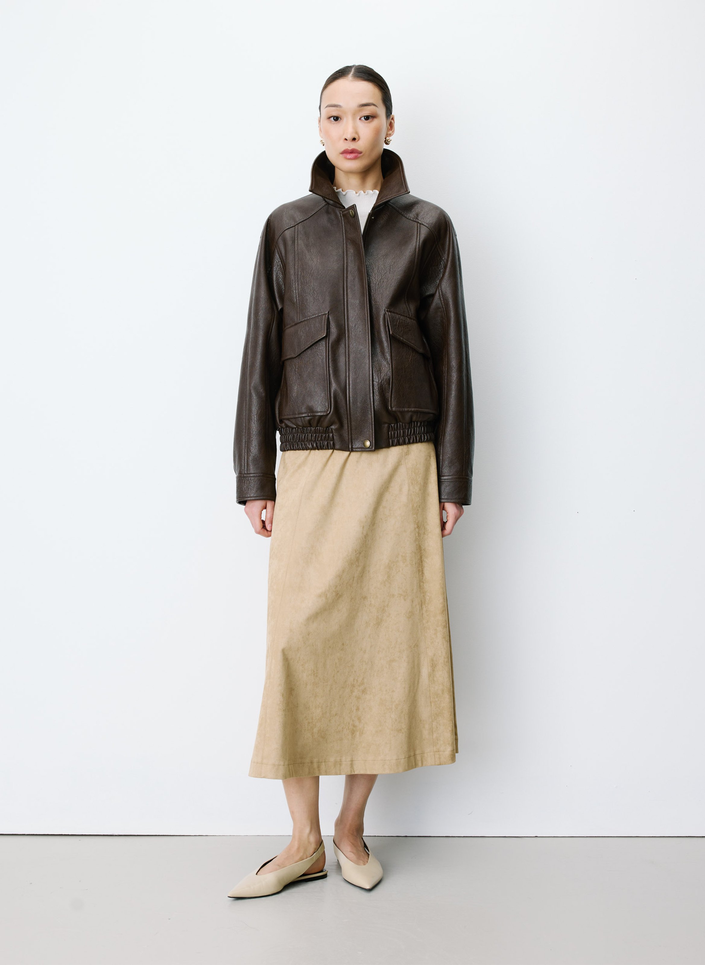 Oversized jacket with classic collar GRACE ET MILA Brown