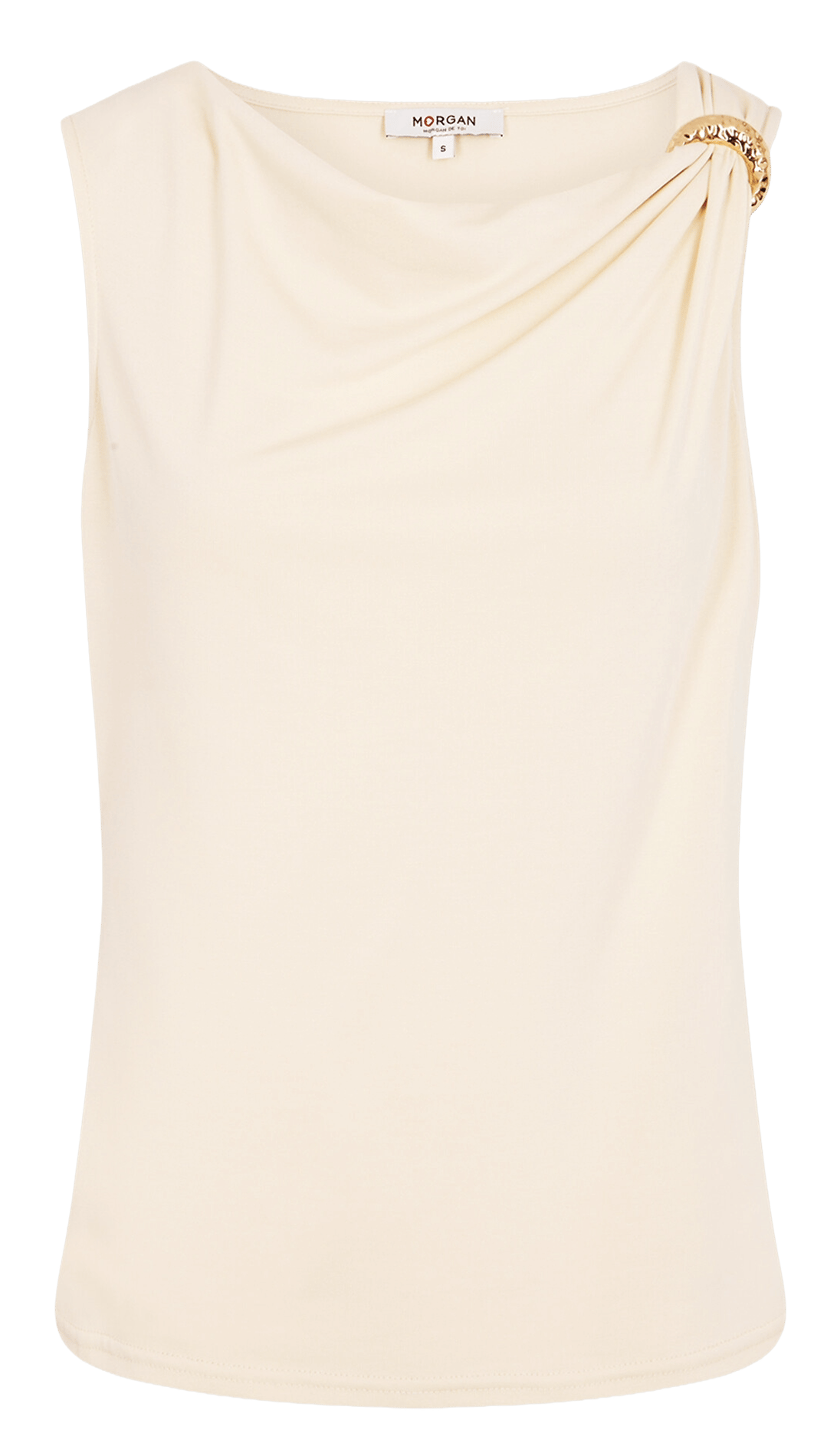 Mouwloze effen gedrapeerde top MORGAN Beige