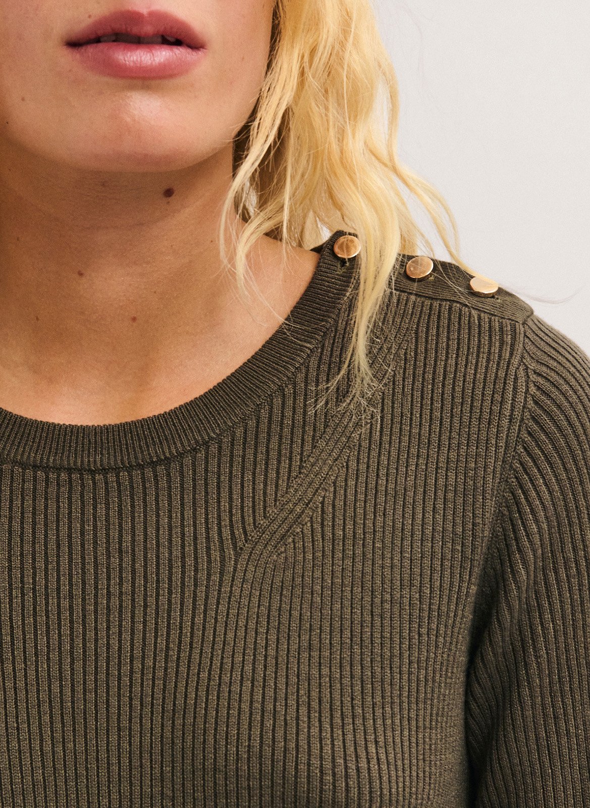 Fitted wool blend sweater PABLO Khaki