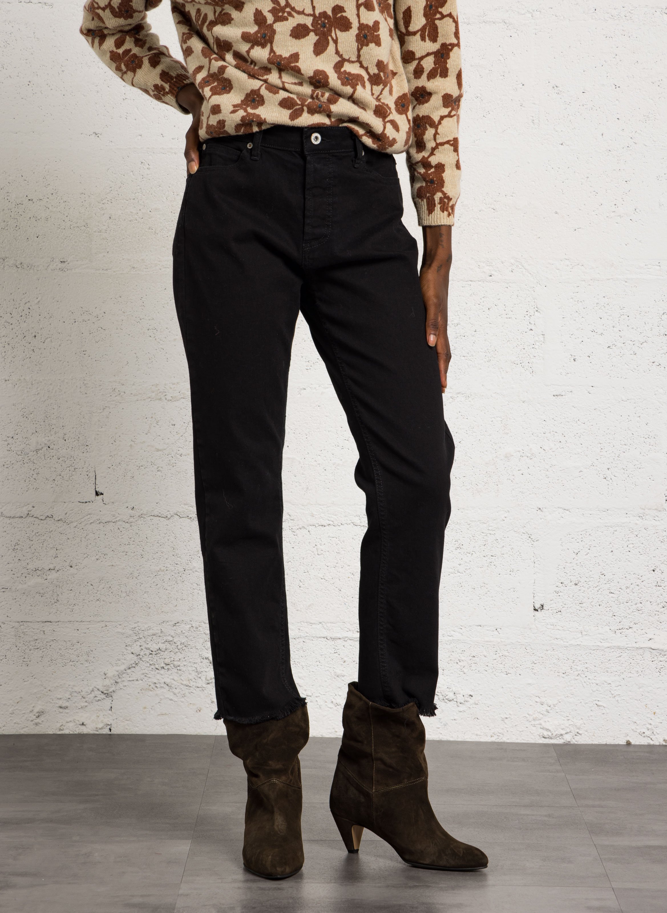 Cotton-blend straight-leg jeans PLEASE Black