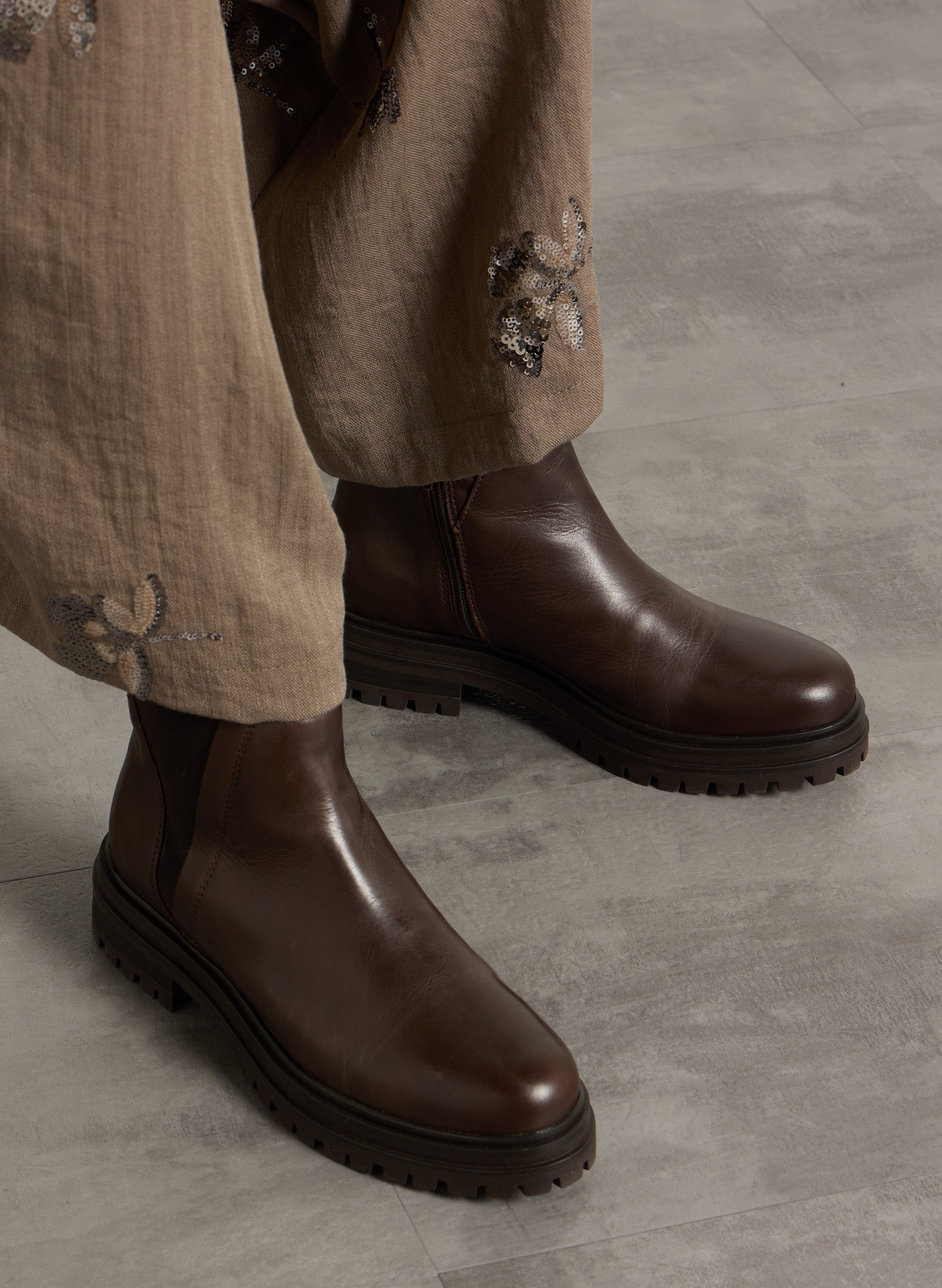 Leather mid-calf boots REQINS Brown