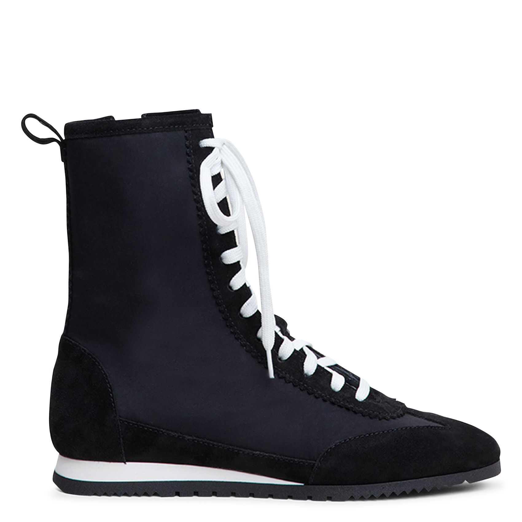 High-top lace-up sneakers in mixed leather JONAK Black