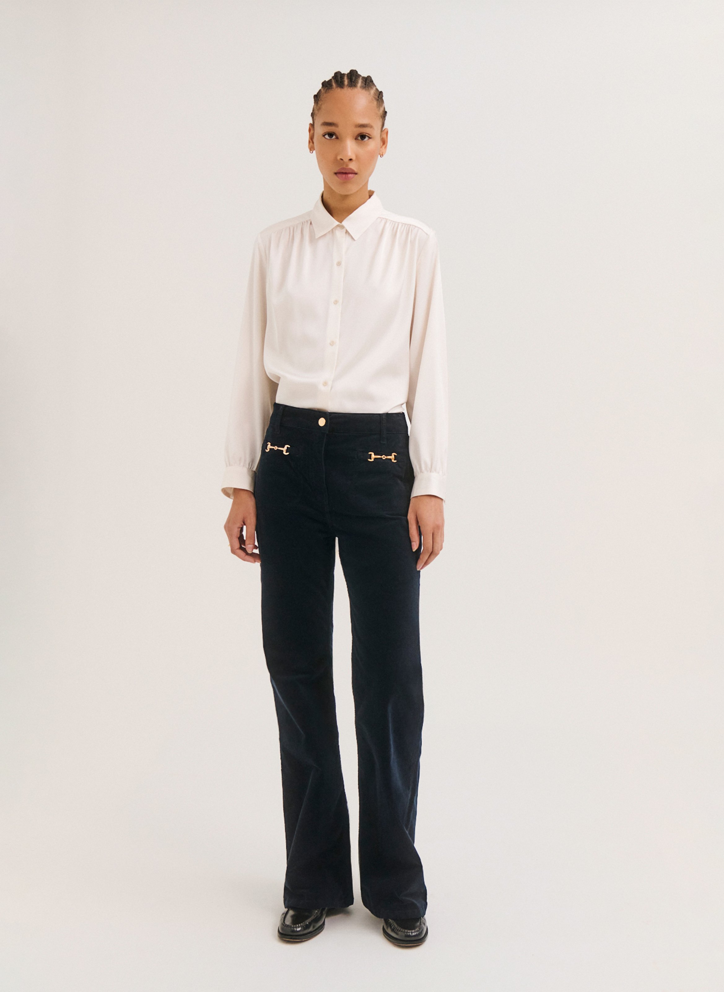 Pantalon bootcut en coton mélangé PABLO Bleu