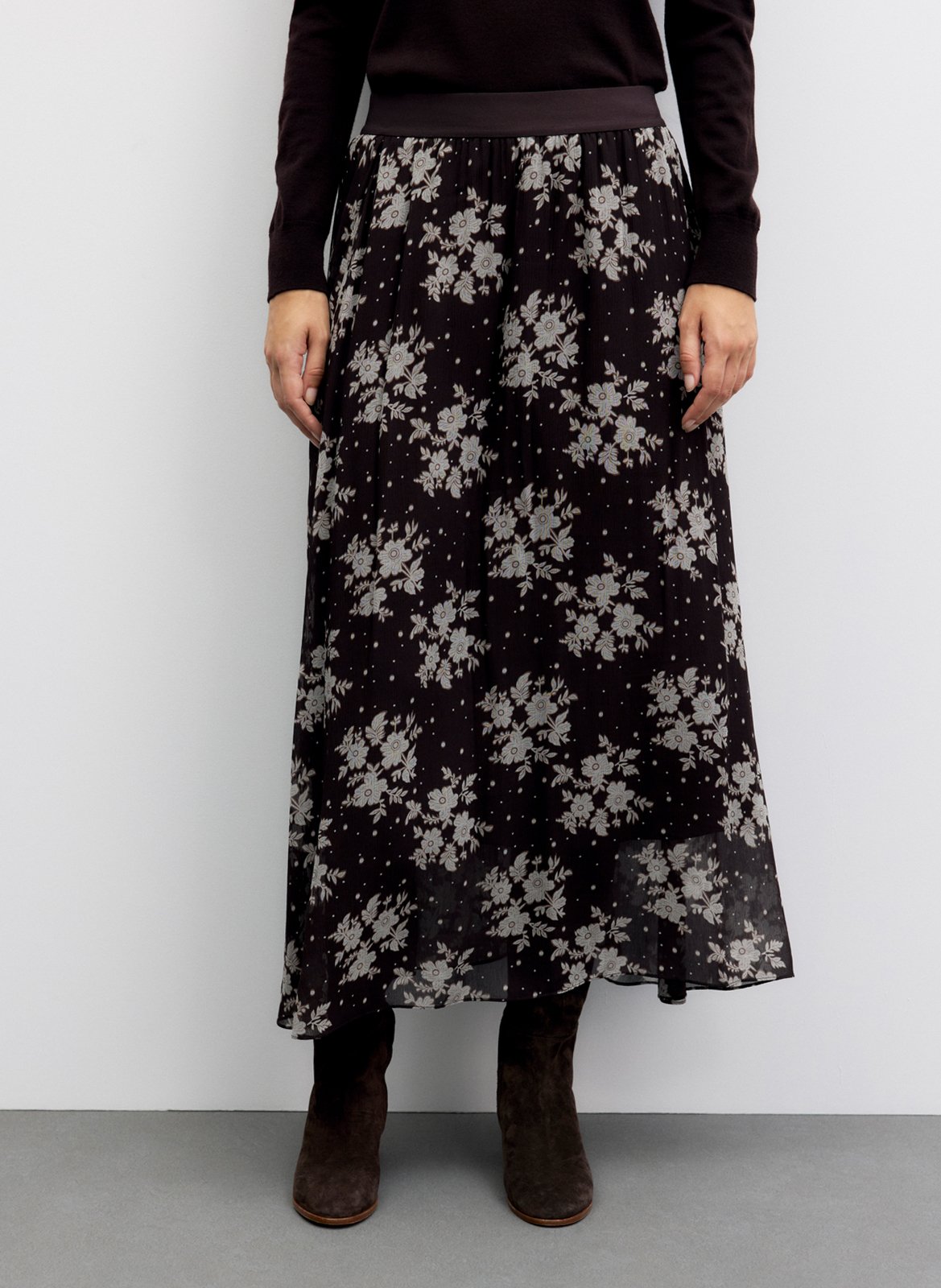 Jupe longue évasée GERARD DAREL Marron
