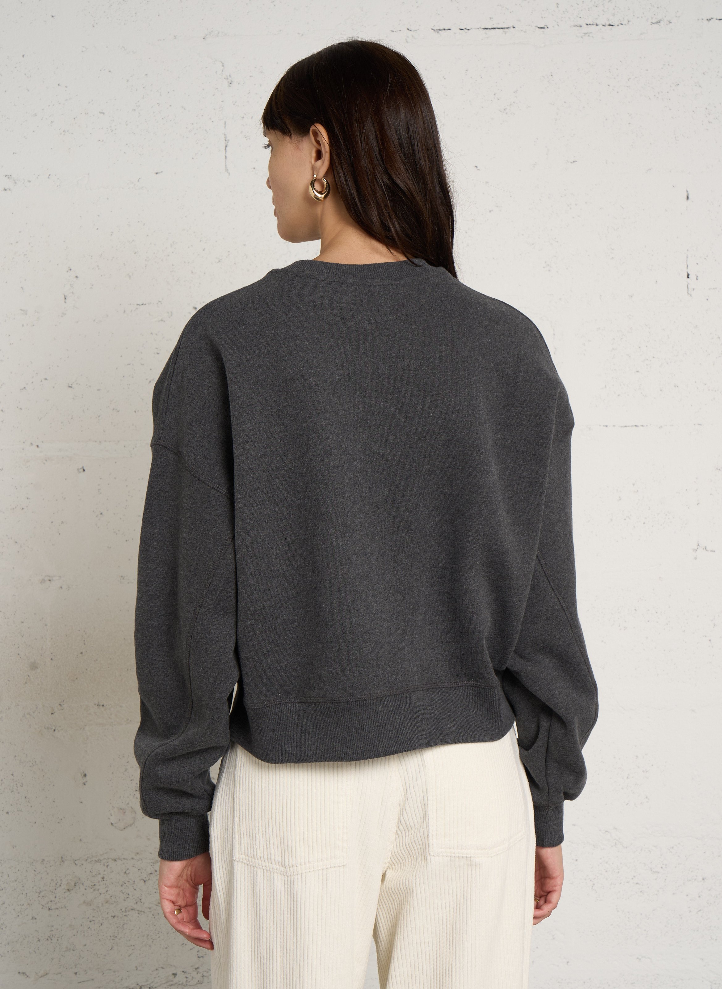 Loose round neck printed cotton sweatshirt THE NEW SOCIETY Grey