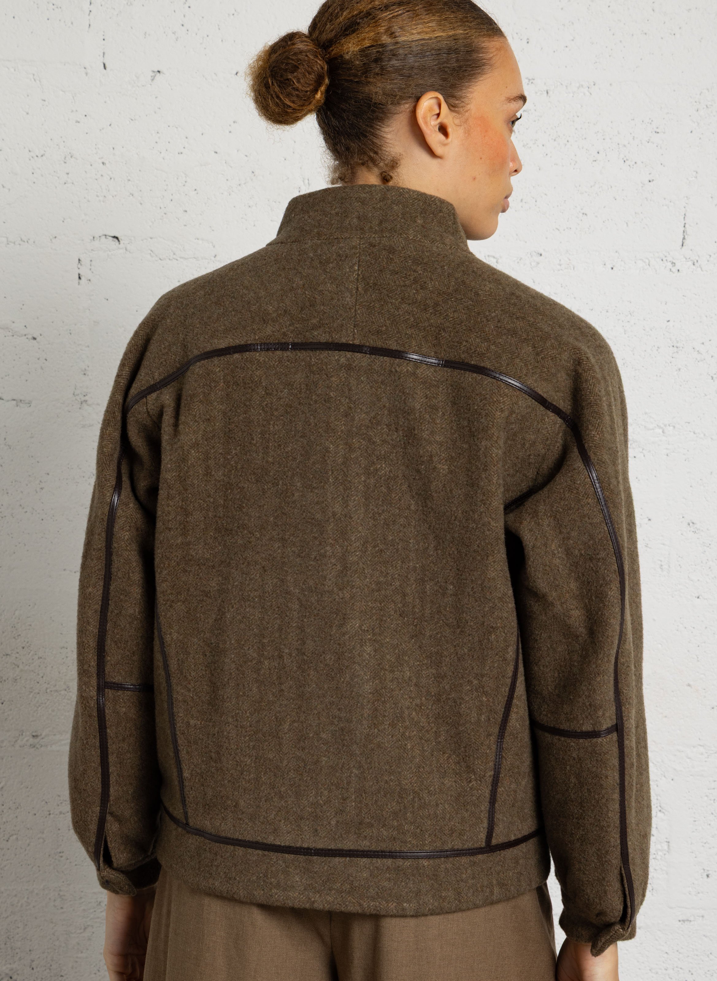 Manteau droit col montant en laine mélangée MAISON 123 Vert