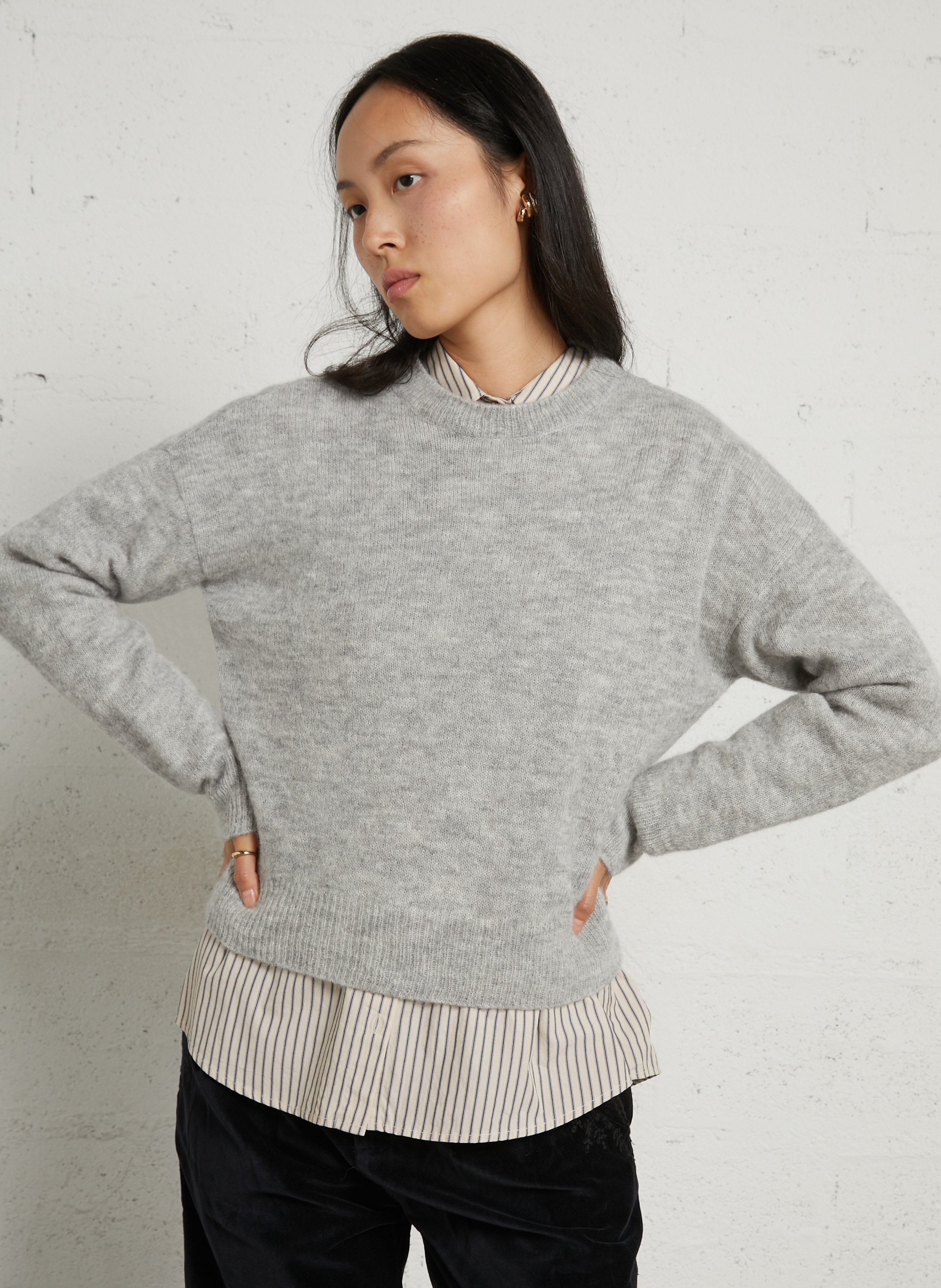 Trui met ronde hals | wolblend MASSCOB Zilver