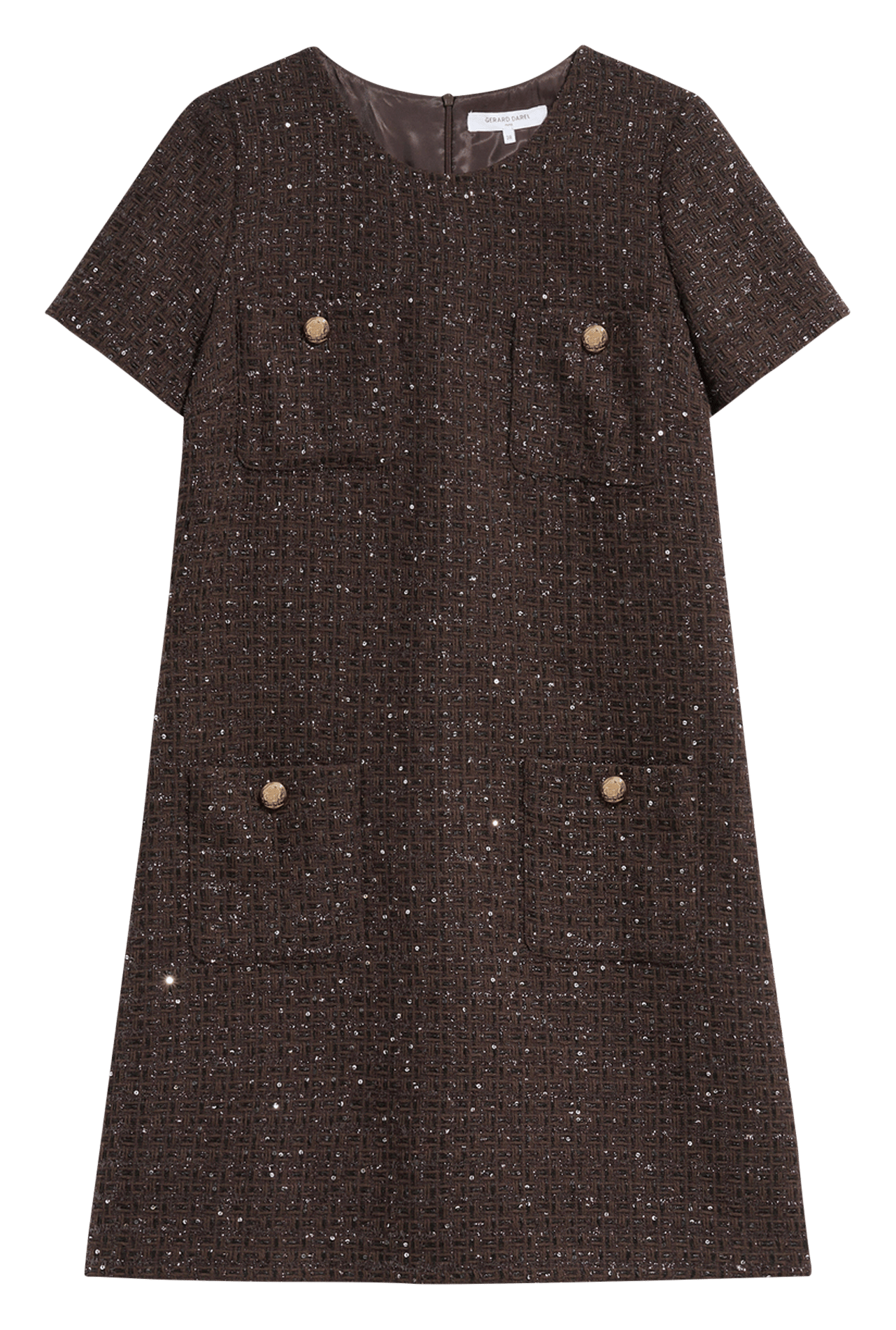 Kurzes Tweedkleid mit kurzen Ärmeln GERARD DAREL Braun