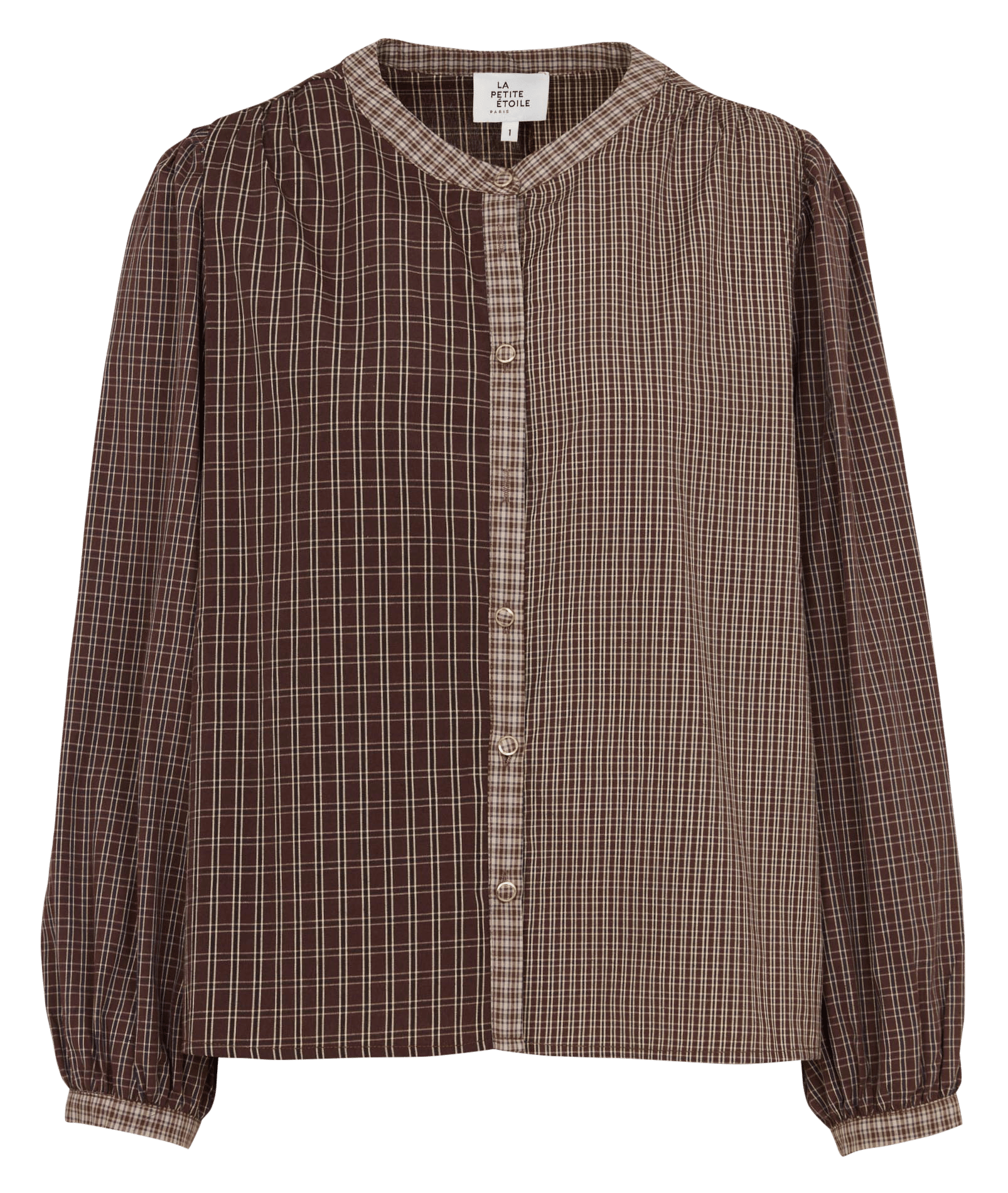 Blouse droite à carreaux en coton LA PETITE ETOILE Marron