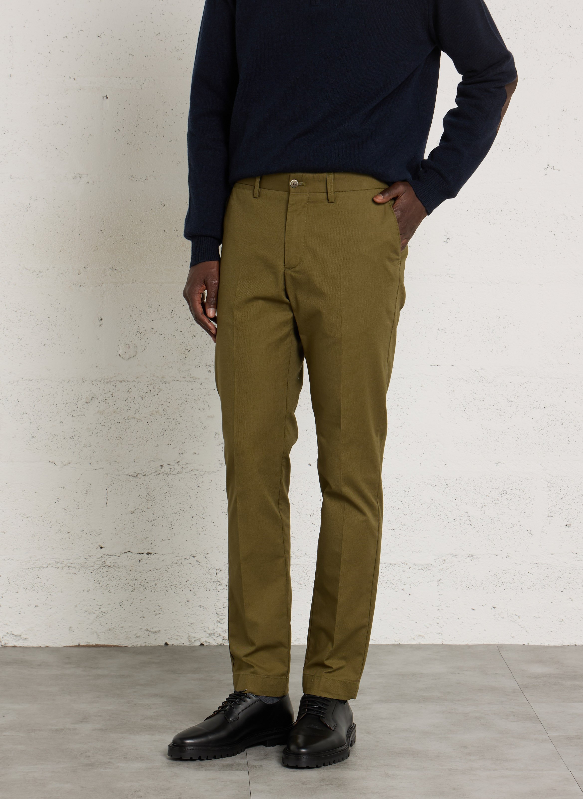 Straight-fit broek van katoenmix HACKETT Groen
