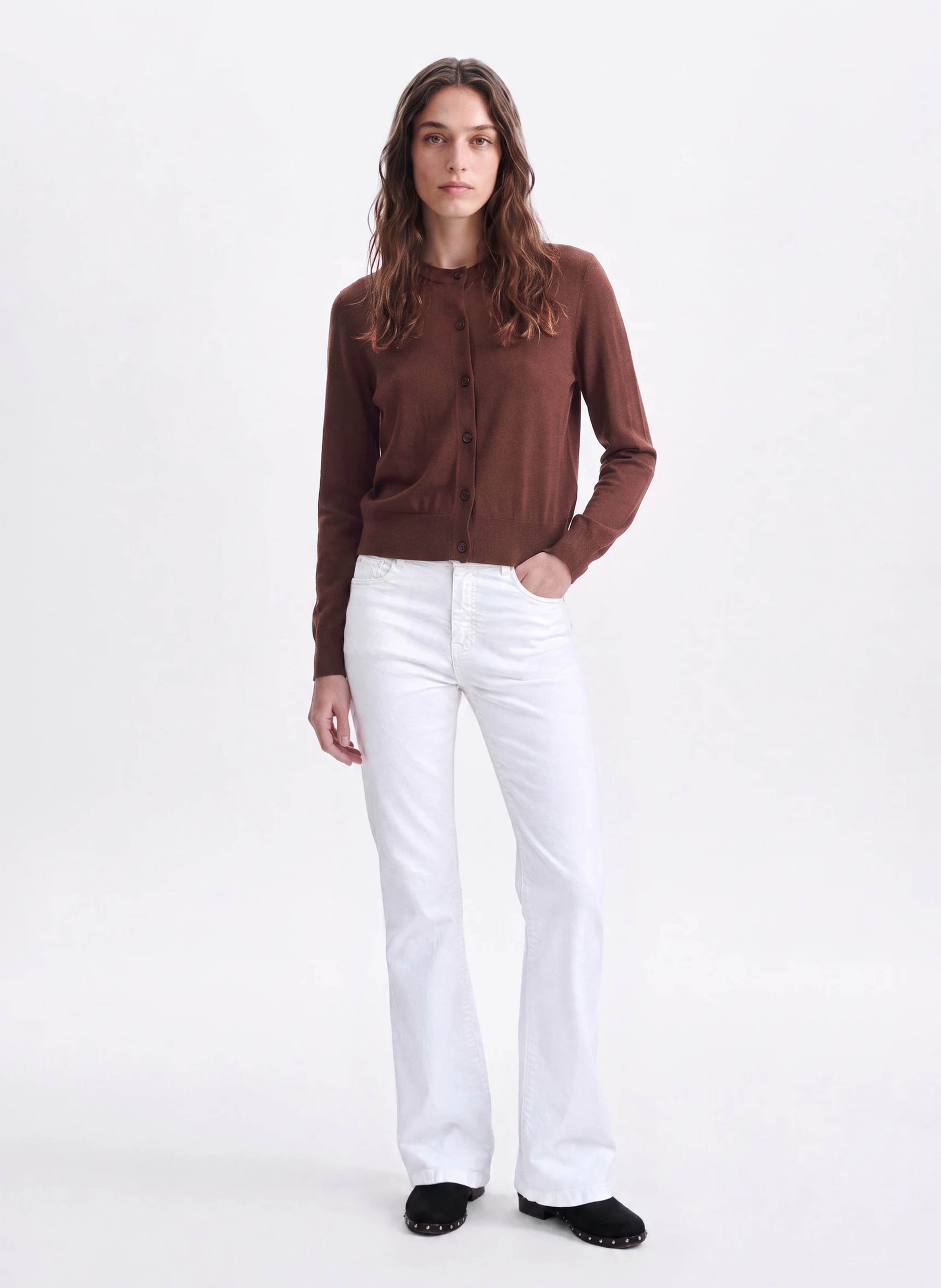 Cardigan droit en laine VANESSA BRUNO Marron