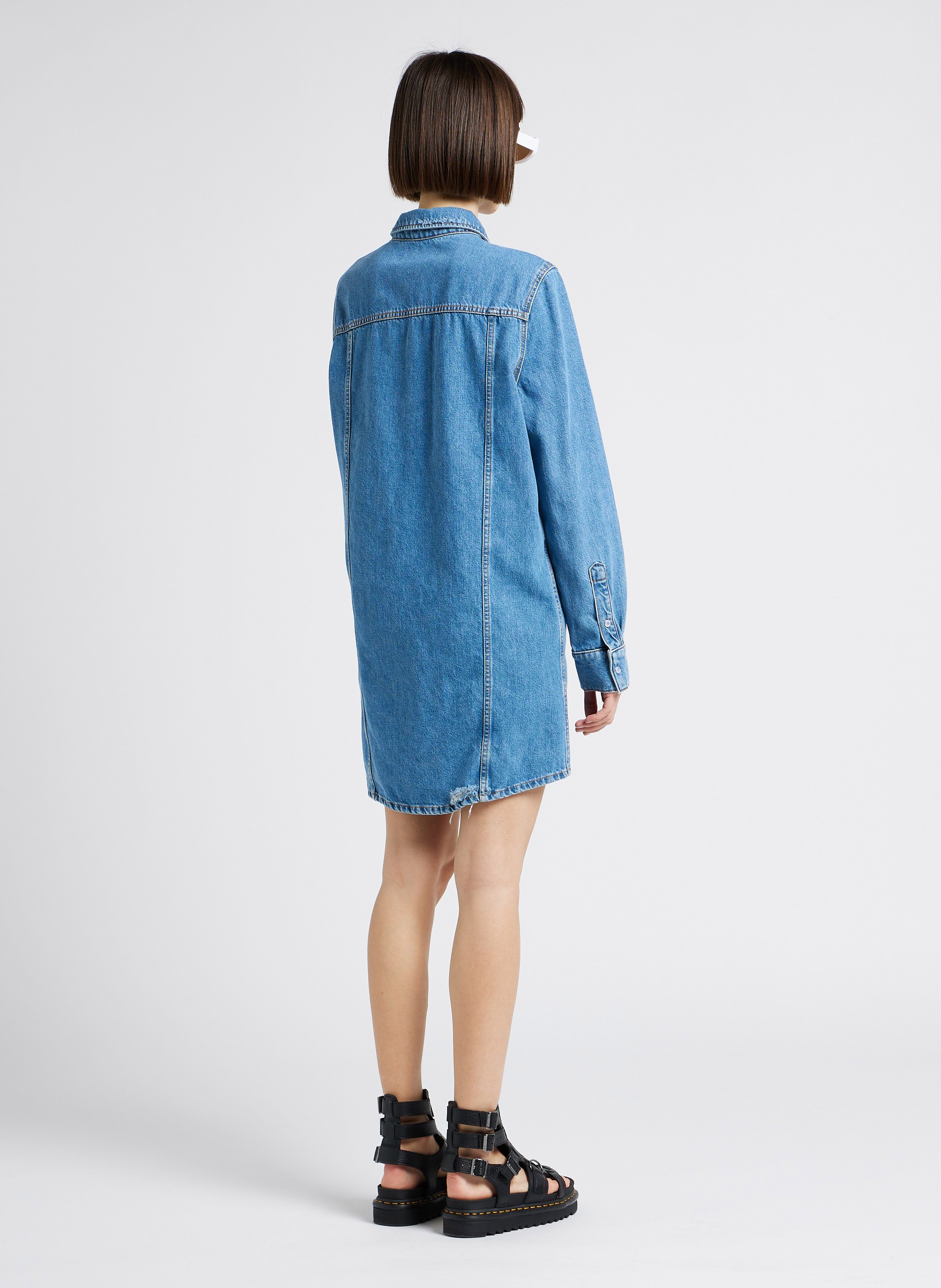 Robe chemise courte en jean IRO Jean Délavé