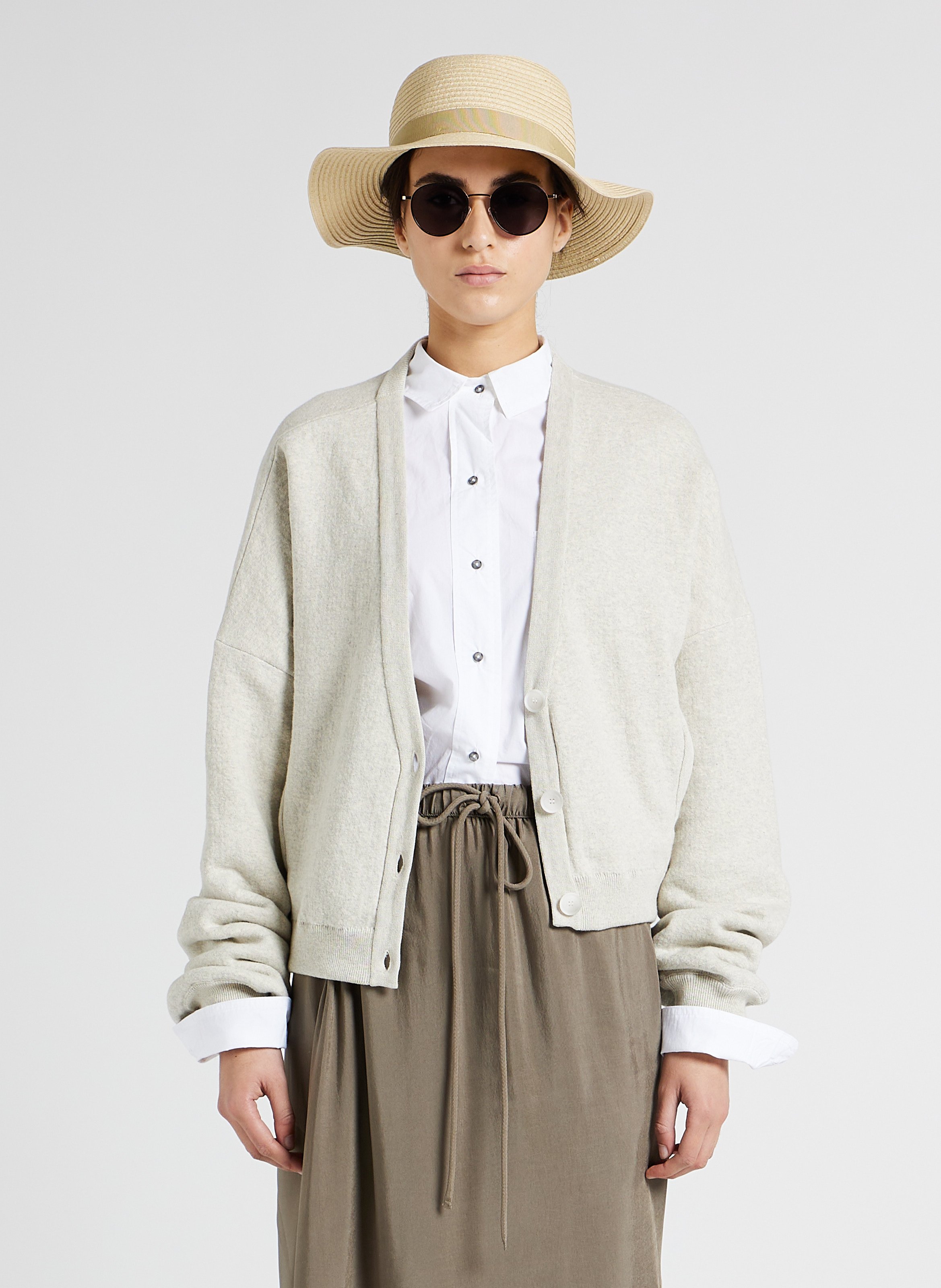 Loose-fit cotton-blend V-neck cardigan HUMANOID