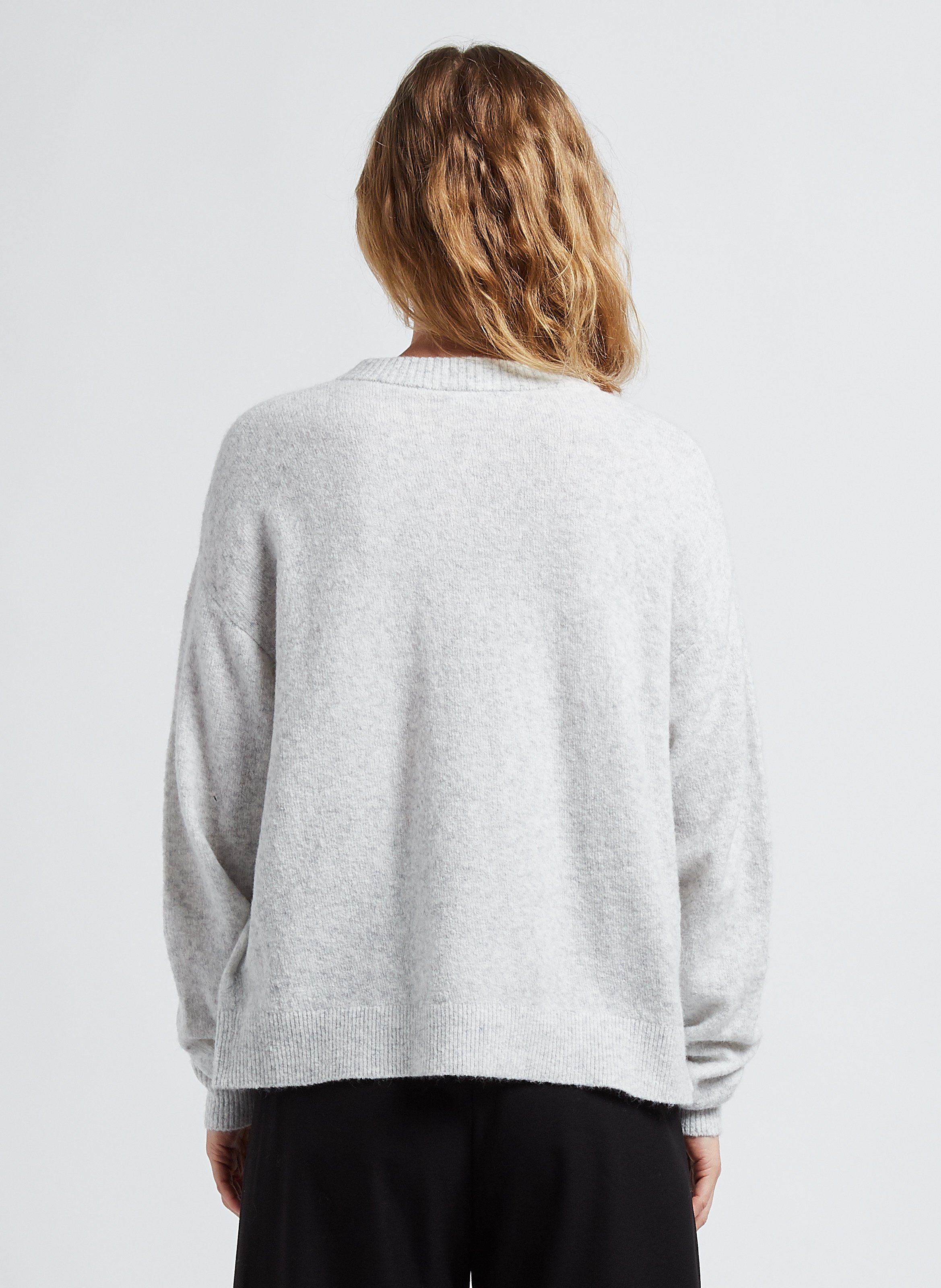 Grey round neck on sale cardigan