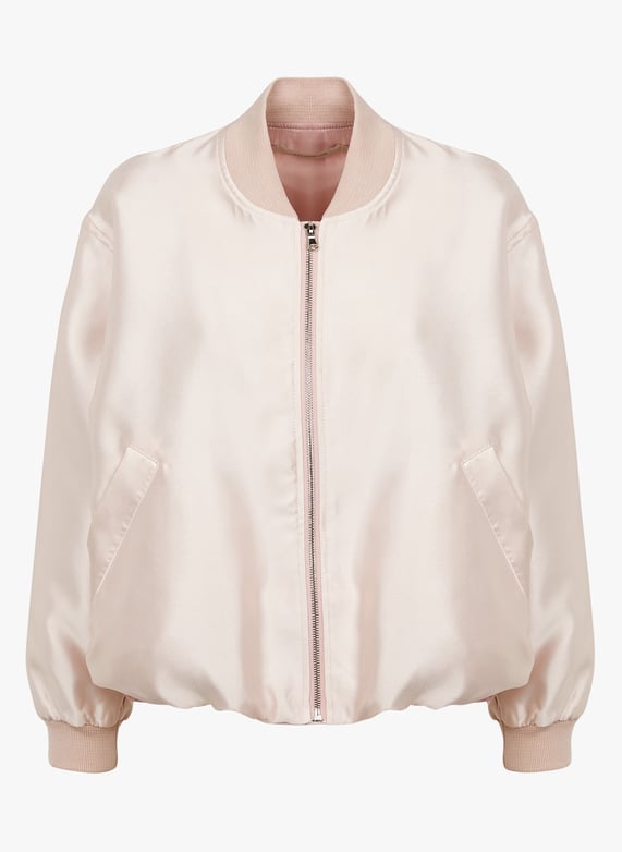 Blouson bombers effet satine Rose
