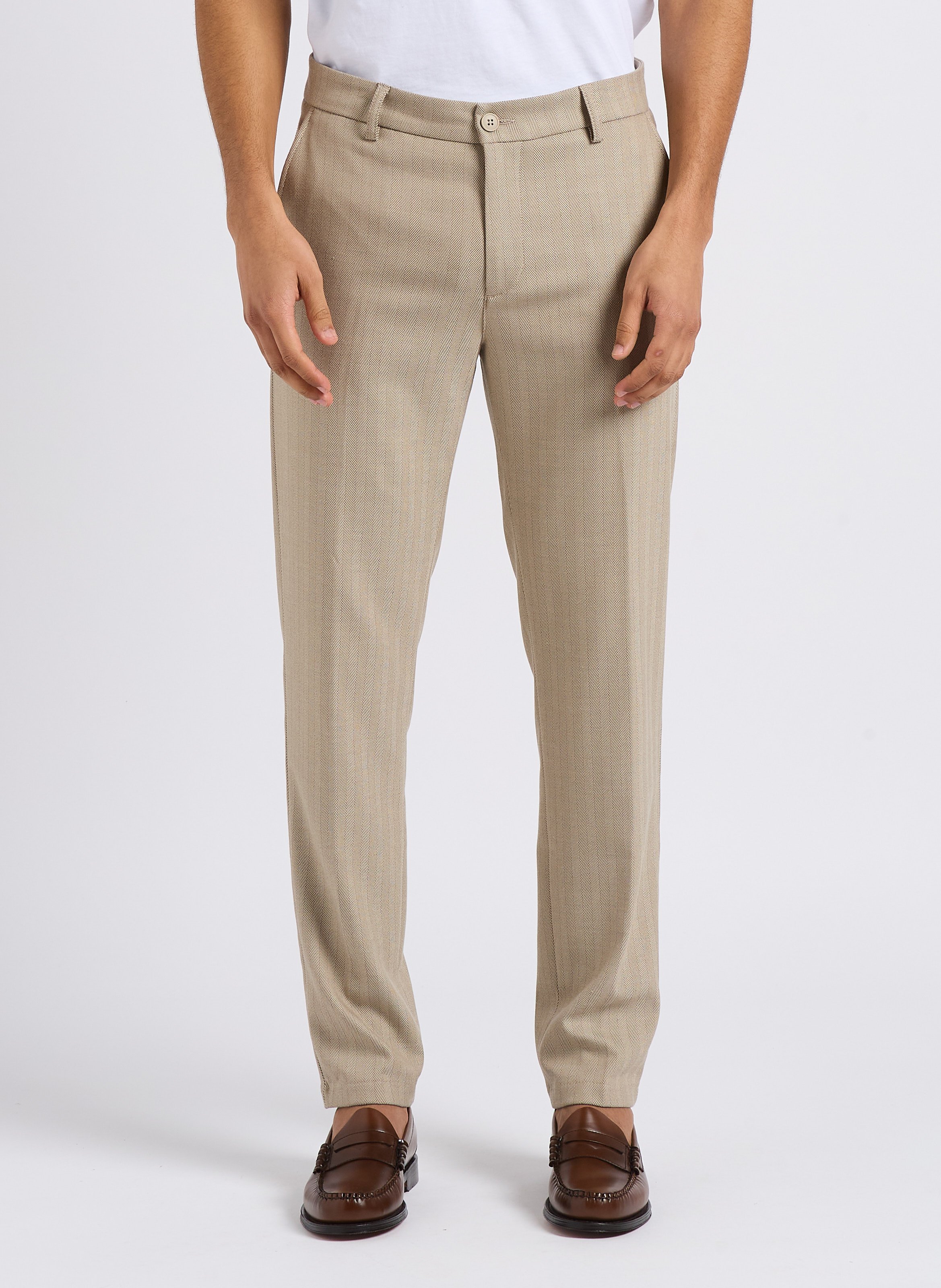 Herringbone suit pants Brown