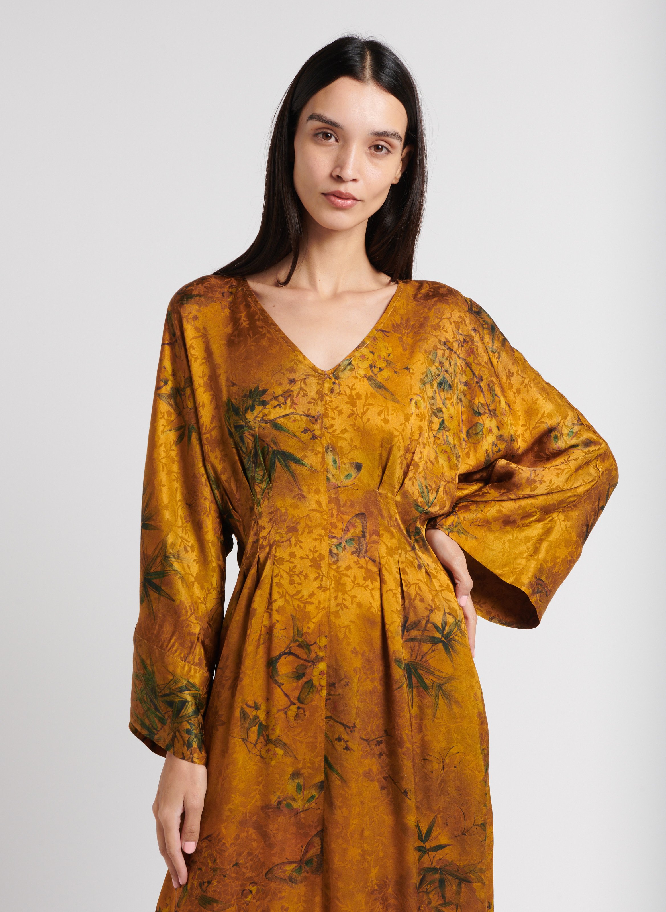 Midi dress with long sleeves printed MOMONI Yellow