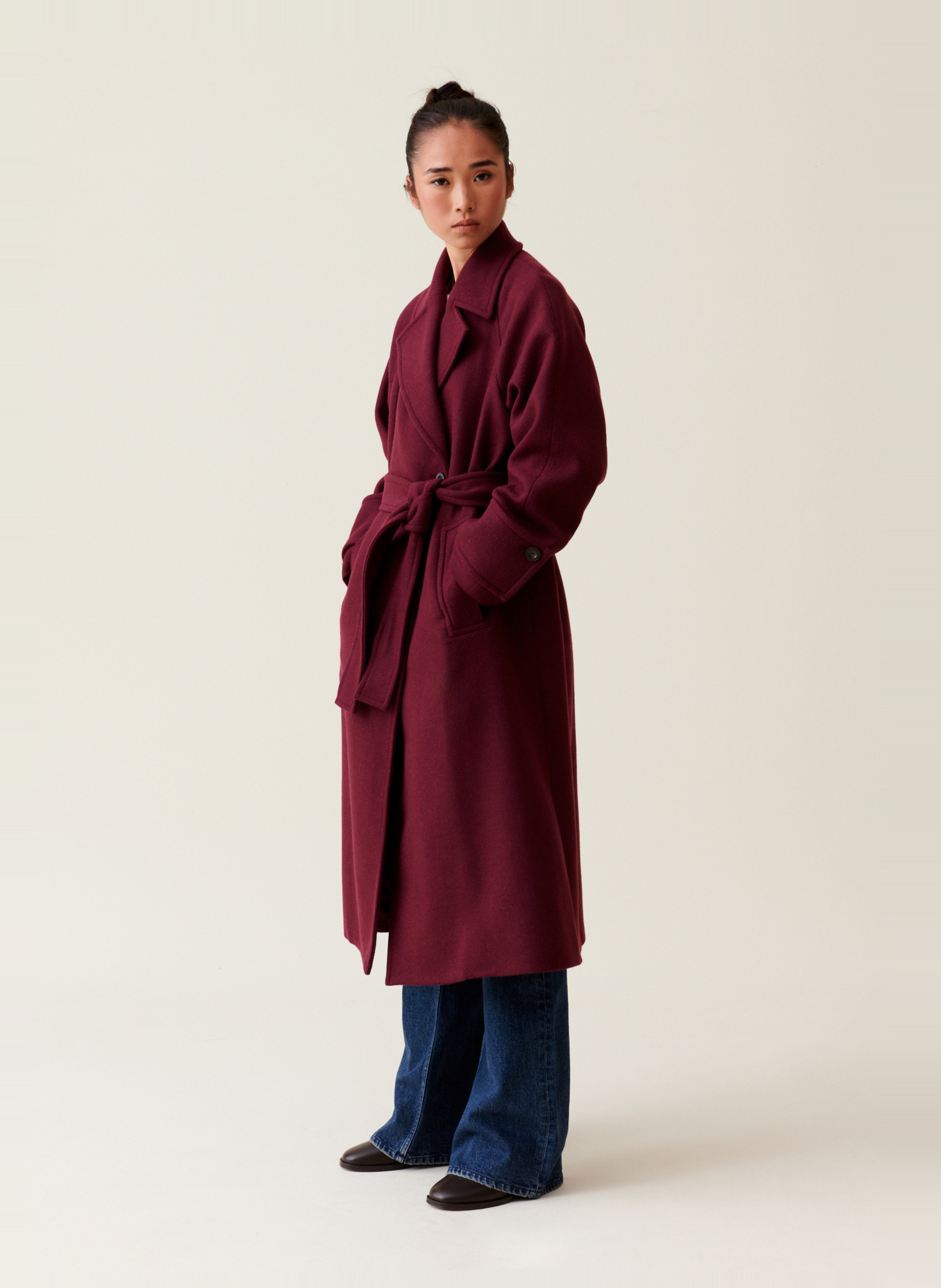 Wool Blend Trench Coat-style Coat Bordeaux Claudie Pierlot - Women 