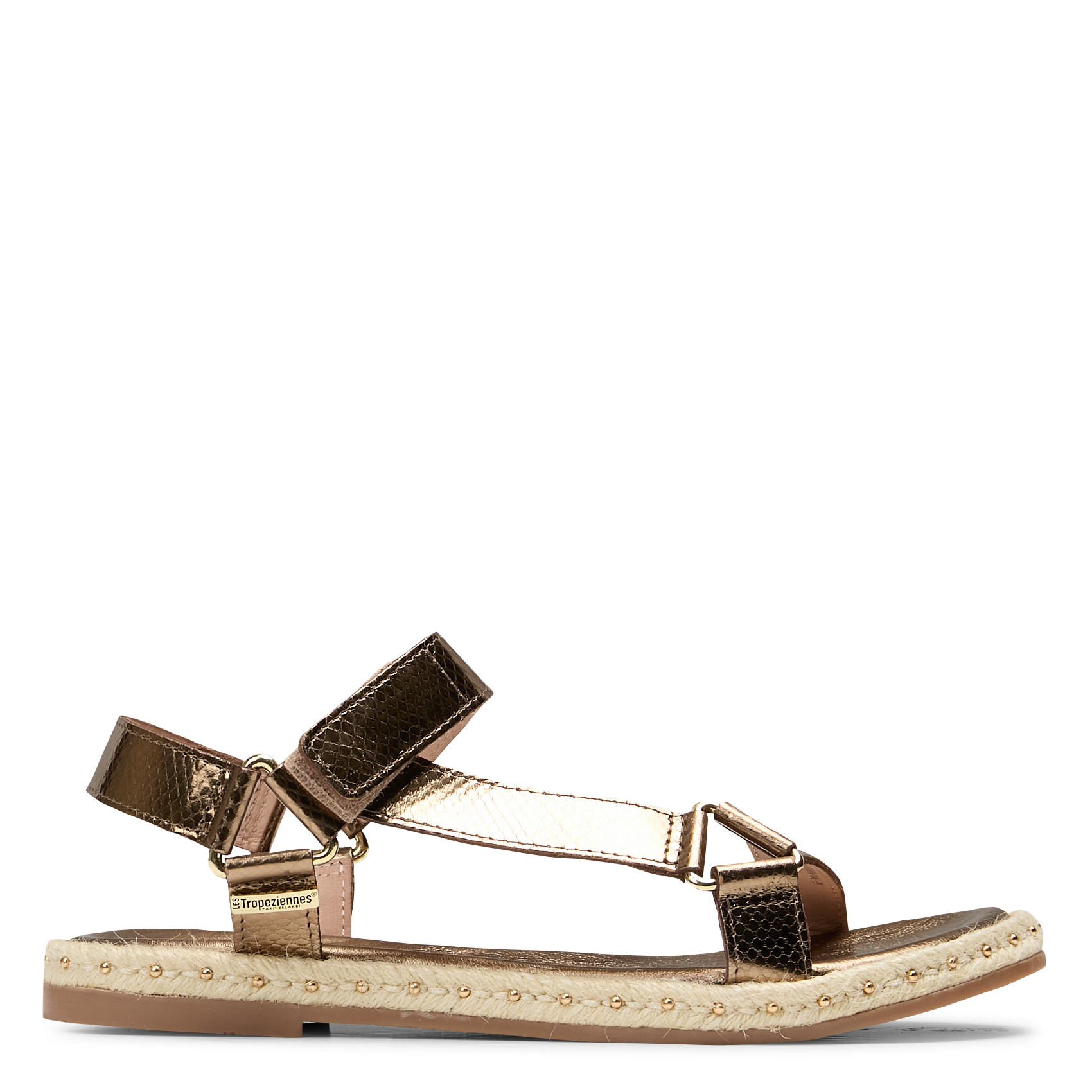 Flat metallic leather sandals LES TROPEZIENNES PAR M.BELARBI Brown