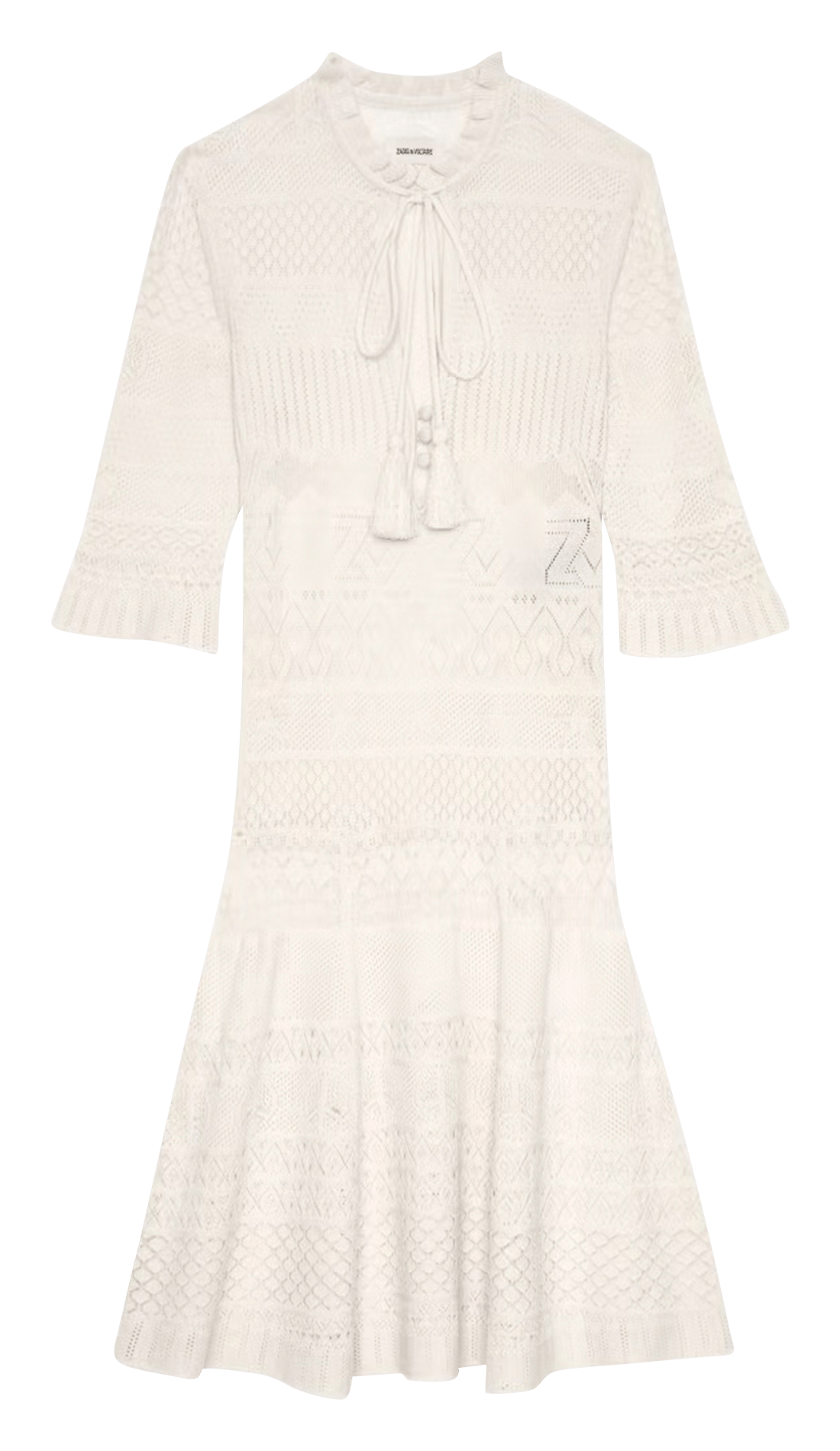 Robe courte décolleté v en coton ZADIG&VOLTAIRE Blanc