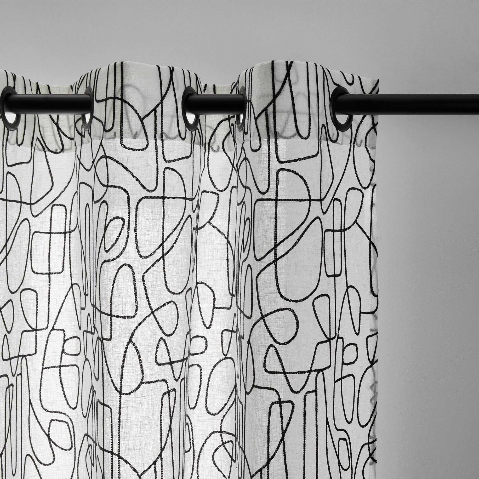 ARIANA - Net curtain with black eyelets MADURA White