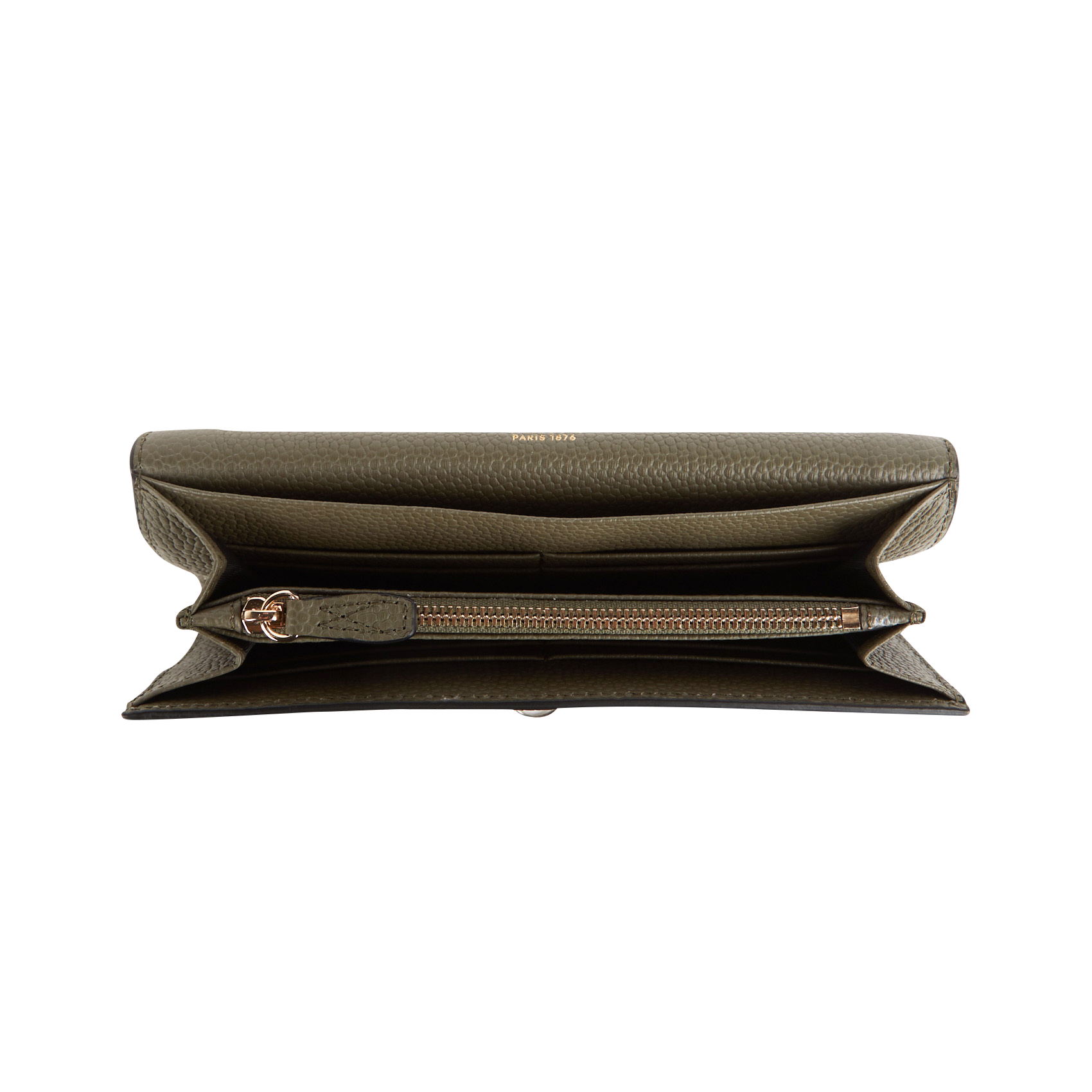 Portefeuille à rabat en cuir grainé LANCEL Kaki