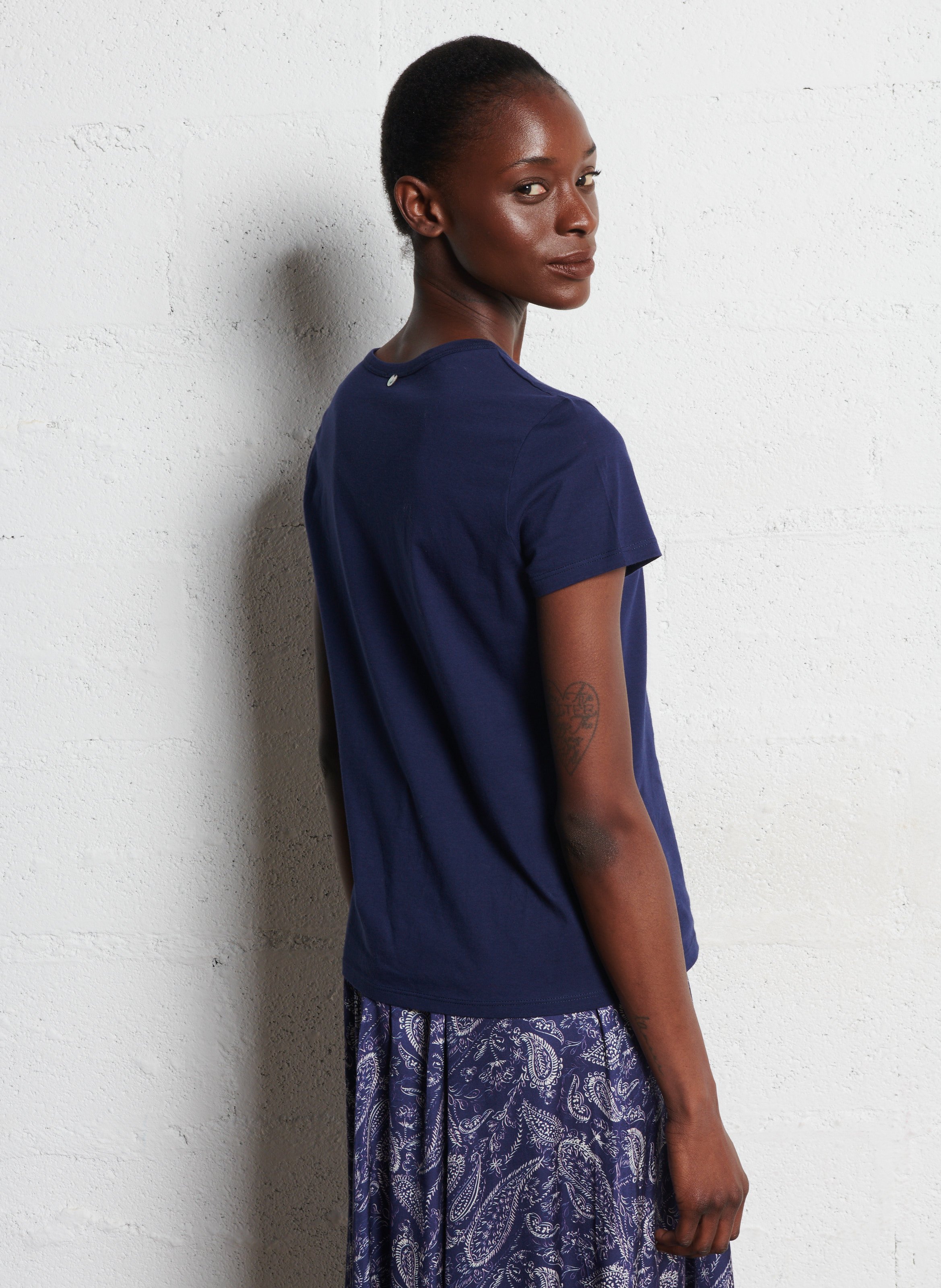 Straight cotton T-shirt ONE STEP Blue