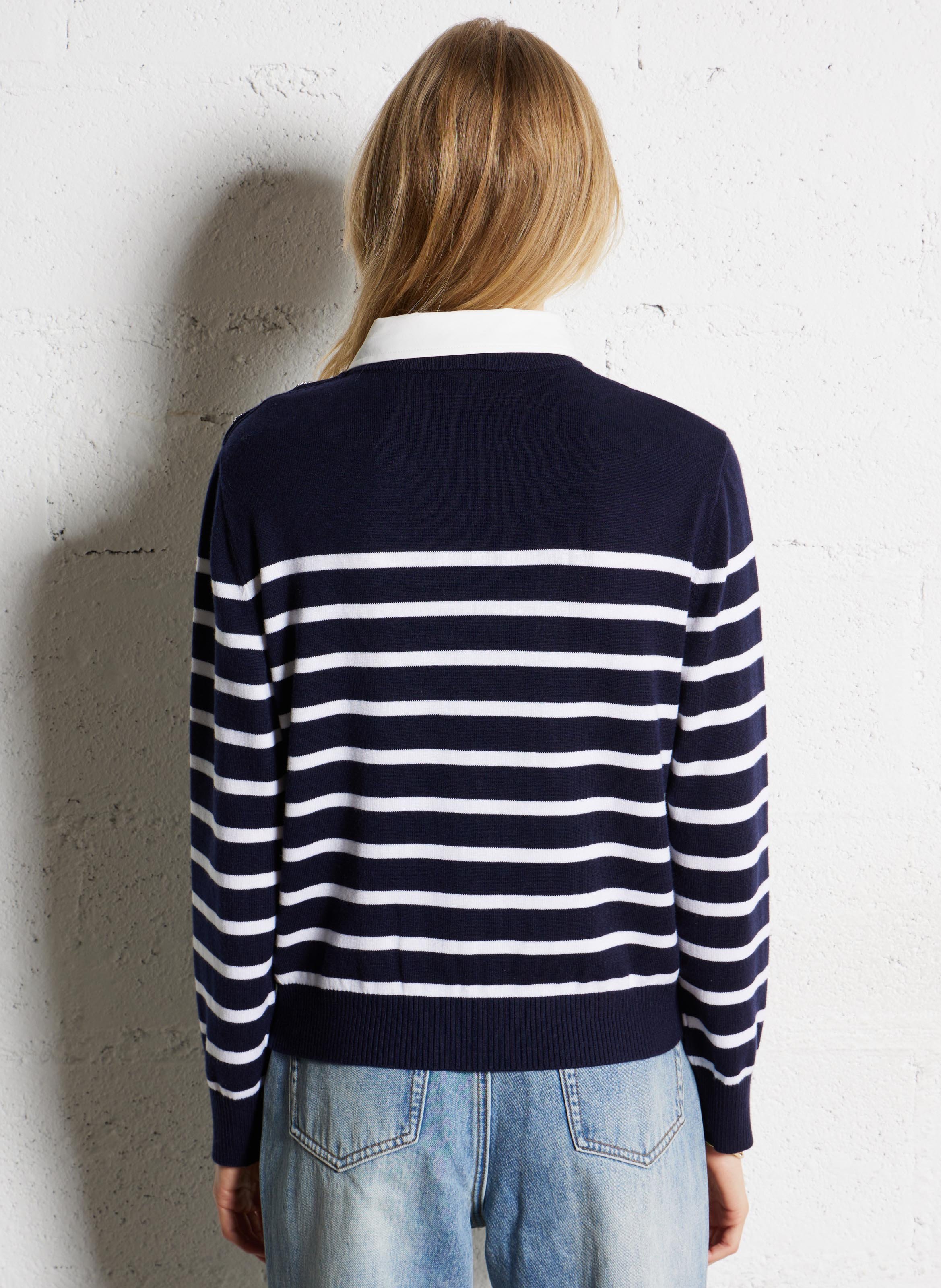 Pull droit à rayures SUNCOO Bleu