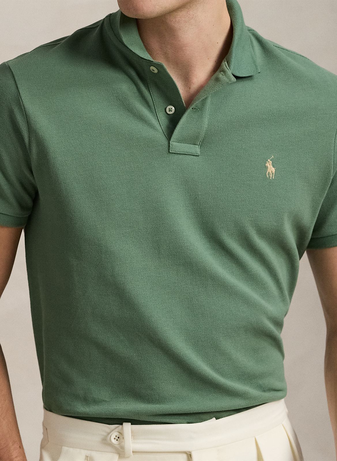 Getailleerde katoenen polo met korte mouwen POLO RALPH LAUREN Groen