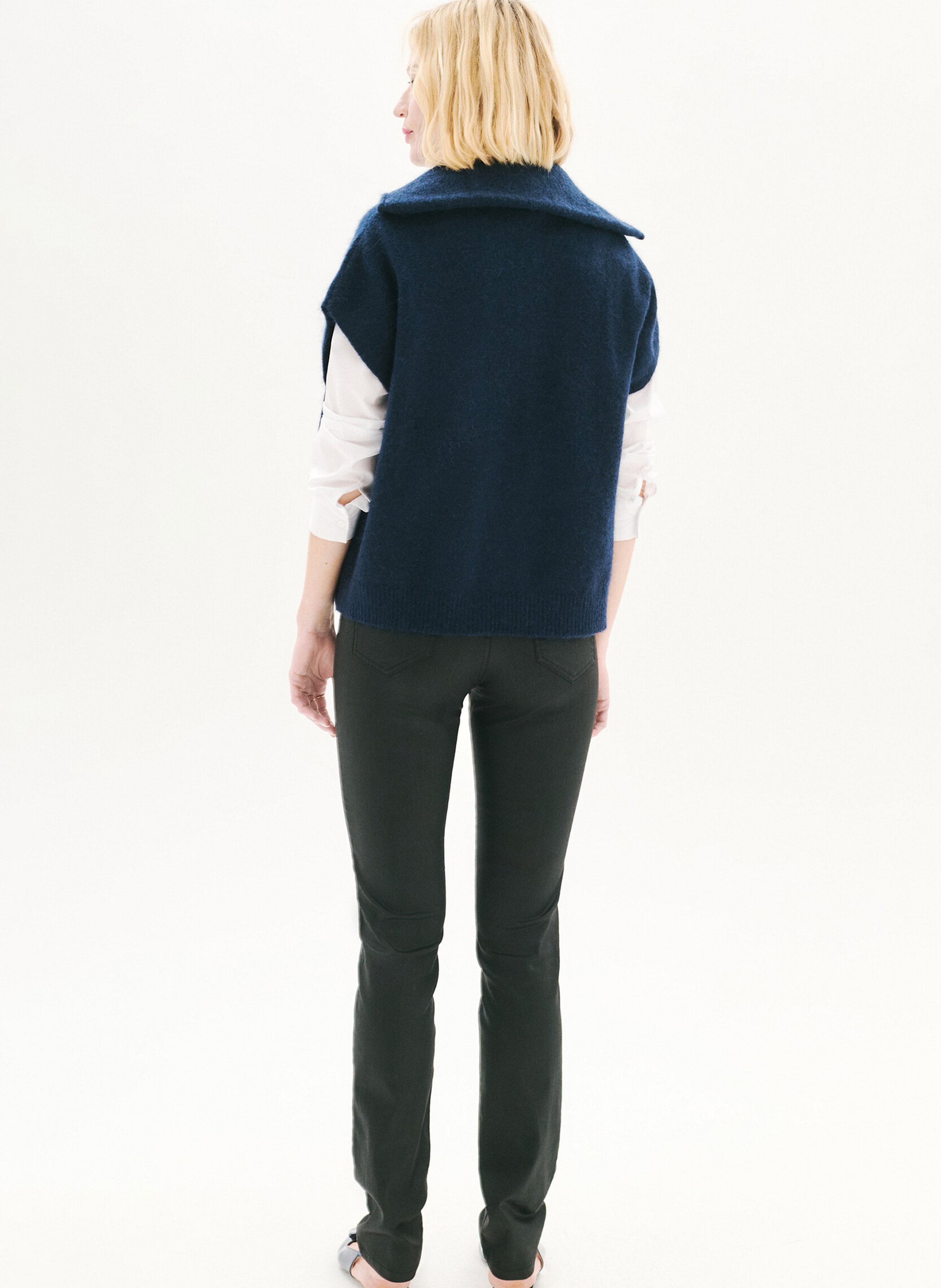 Trucker collar vest Blue