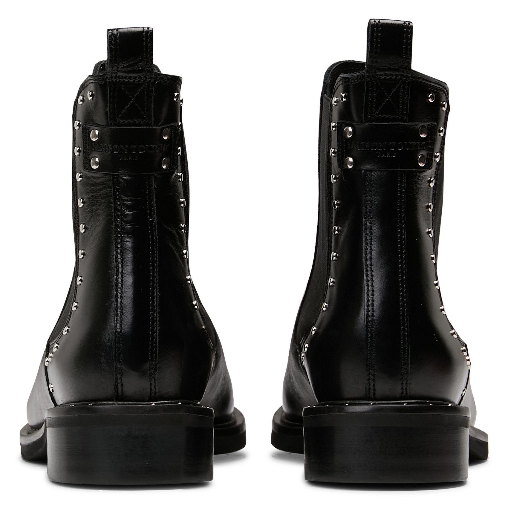 Effen leren enkellaarzen met textuur MAISON TOUFET Zwart