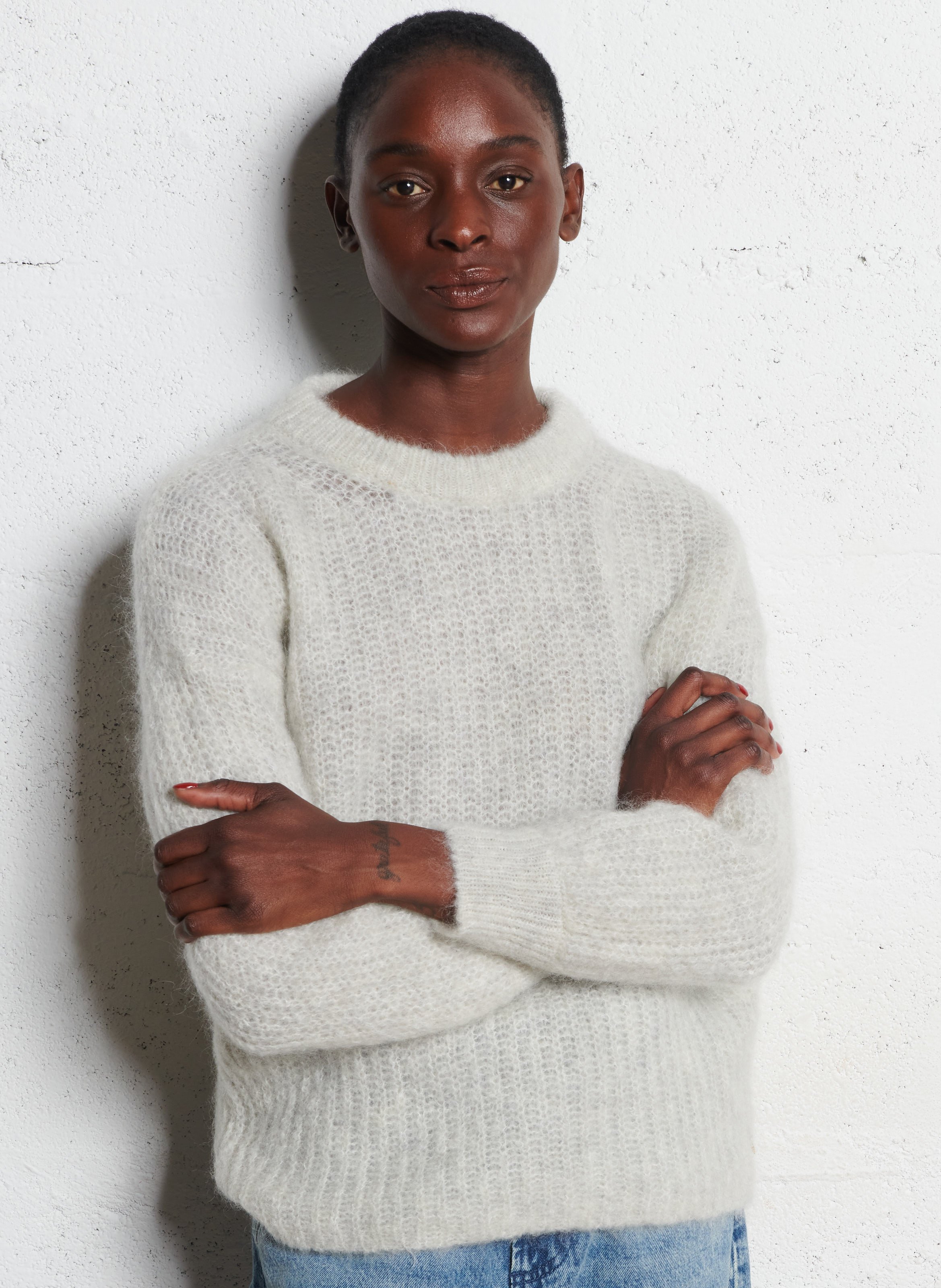 Round neck solid color wool blend sweater DES PETITS HAUTS