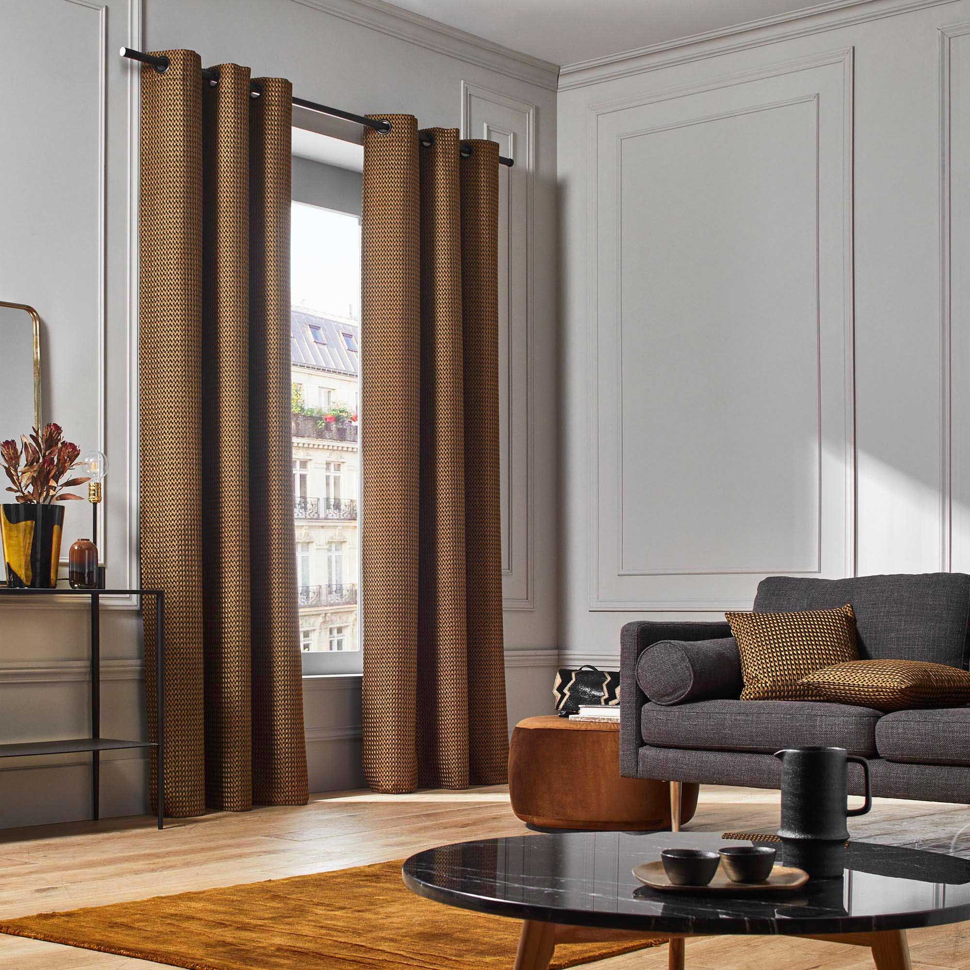 Rideau à oeillets noirs doublé MADURA Noir