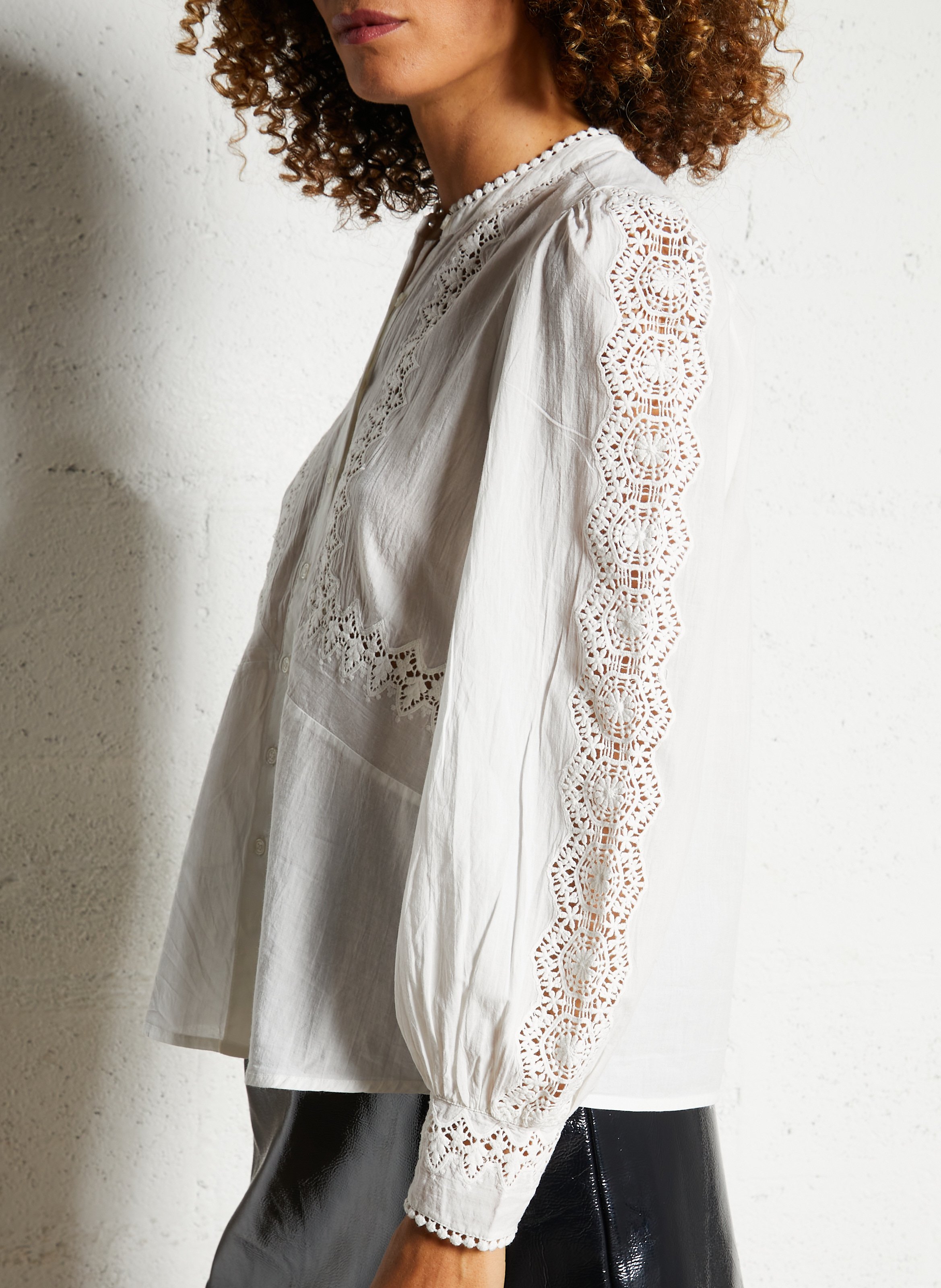 Loose-fit cotton shirt with mandarin collar PETITE MENDIGOTE Beige