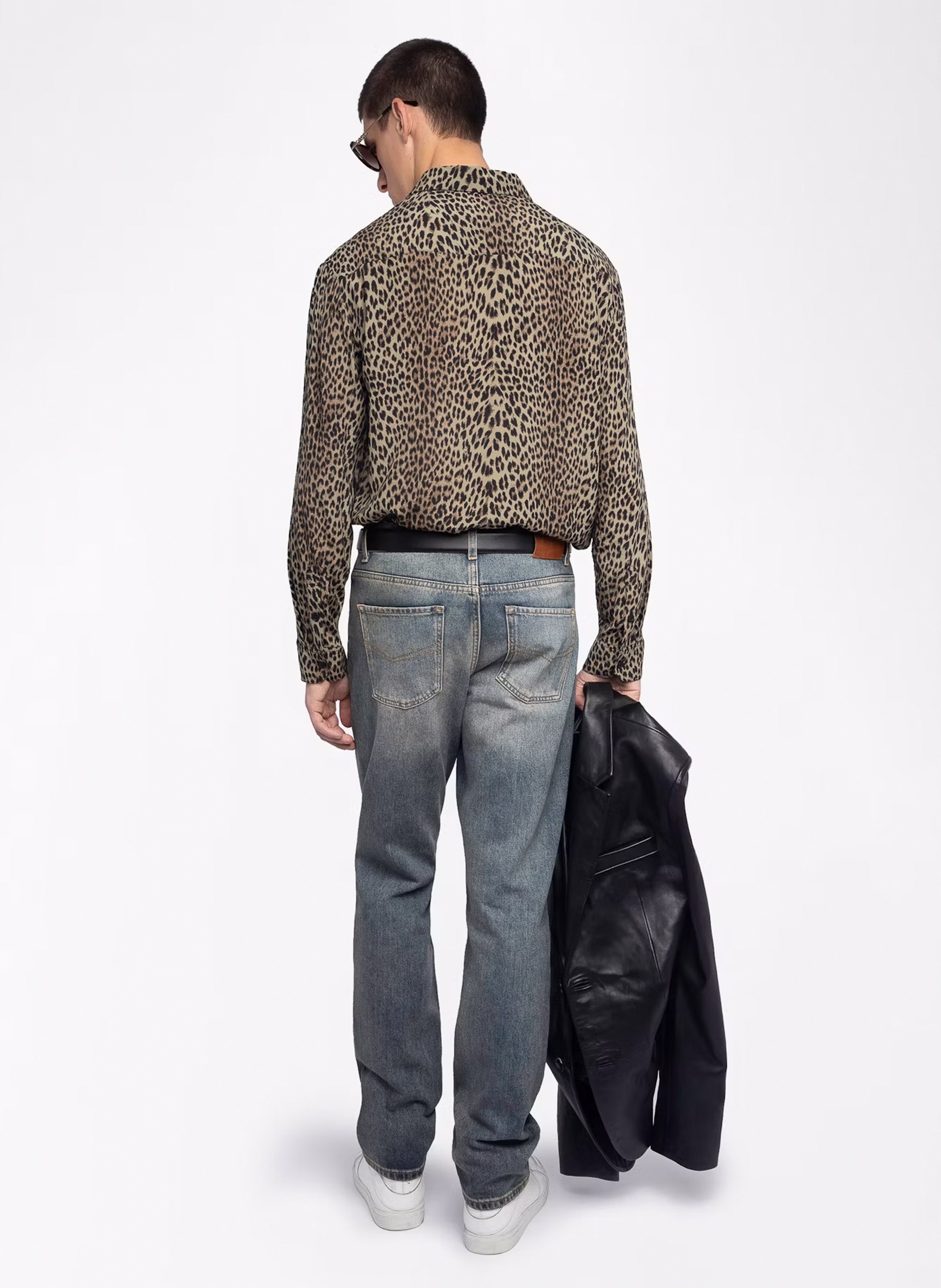 Chemise droite boutonnée à motif léopard ZADIG&amp;VOLTAIRE Vert