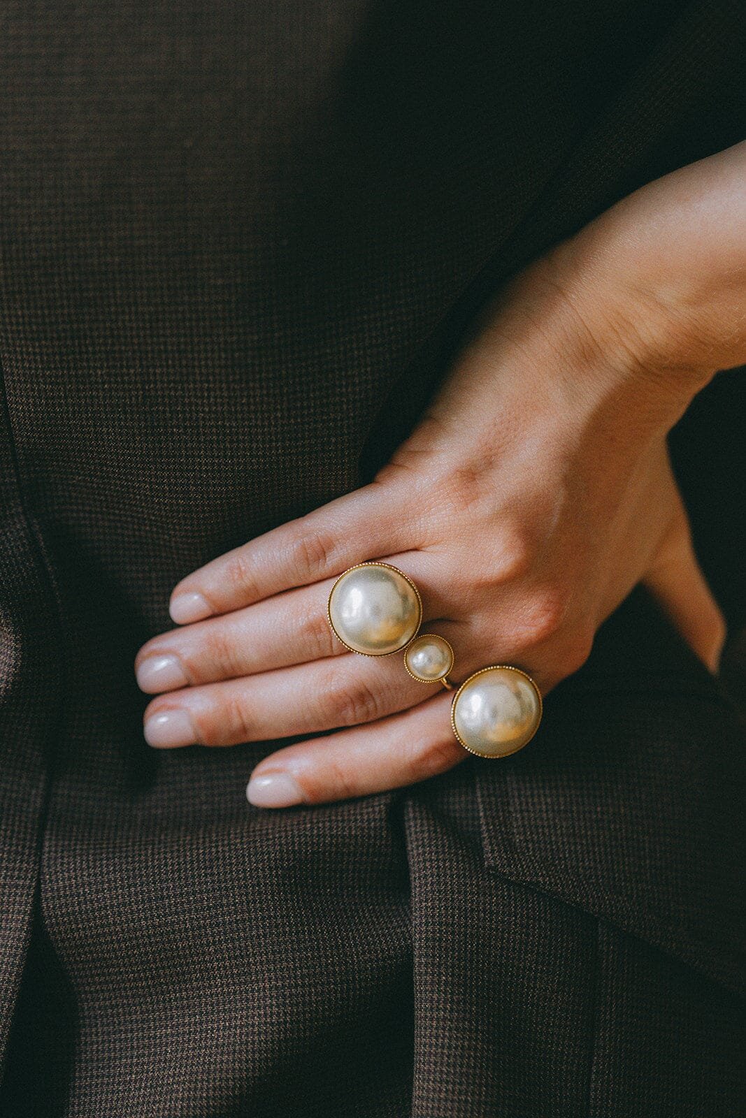 Gold-plated pearl ring MONSIEUR SIMONE Golden