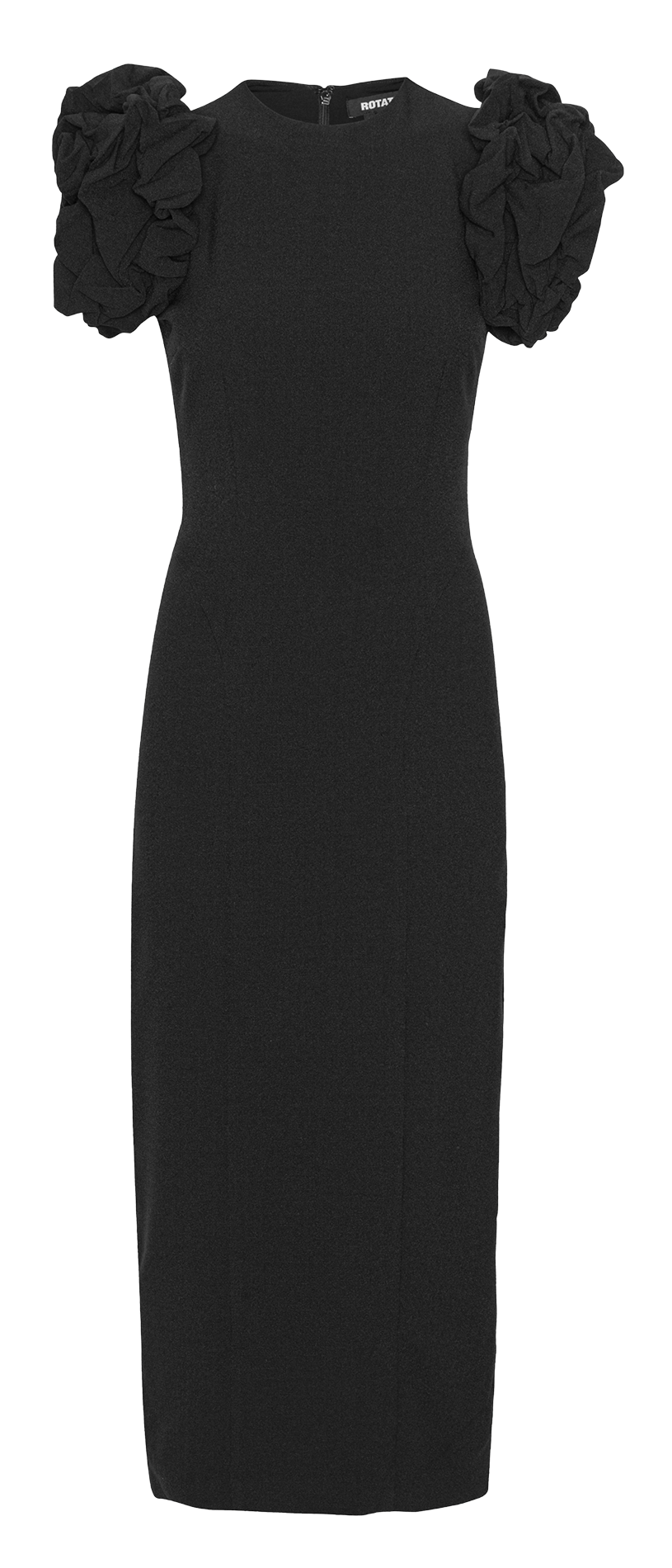 Long dress with high collar in blended recycled fibers ROTATE Black