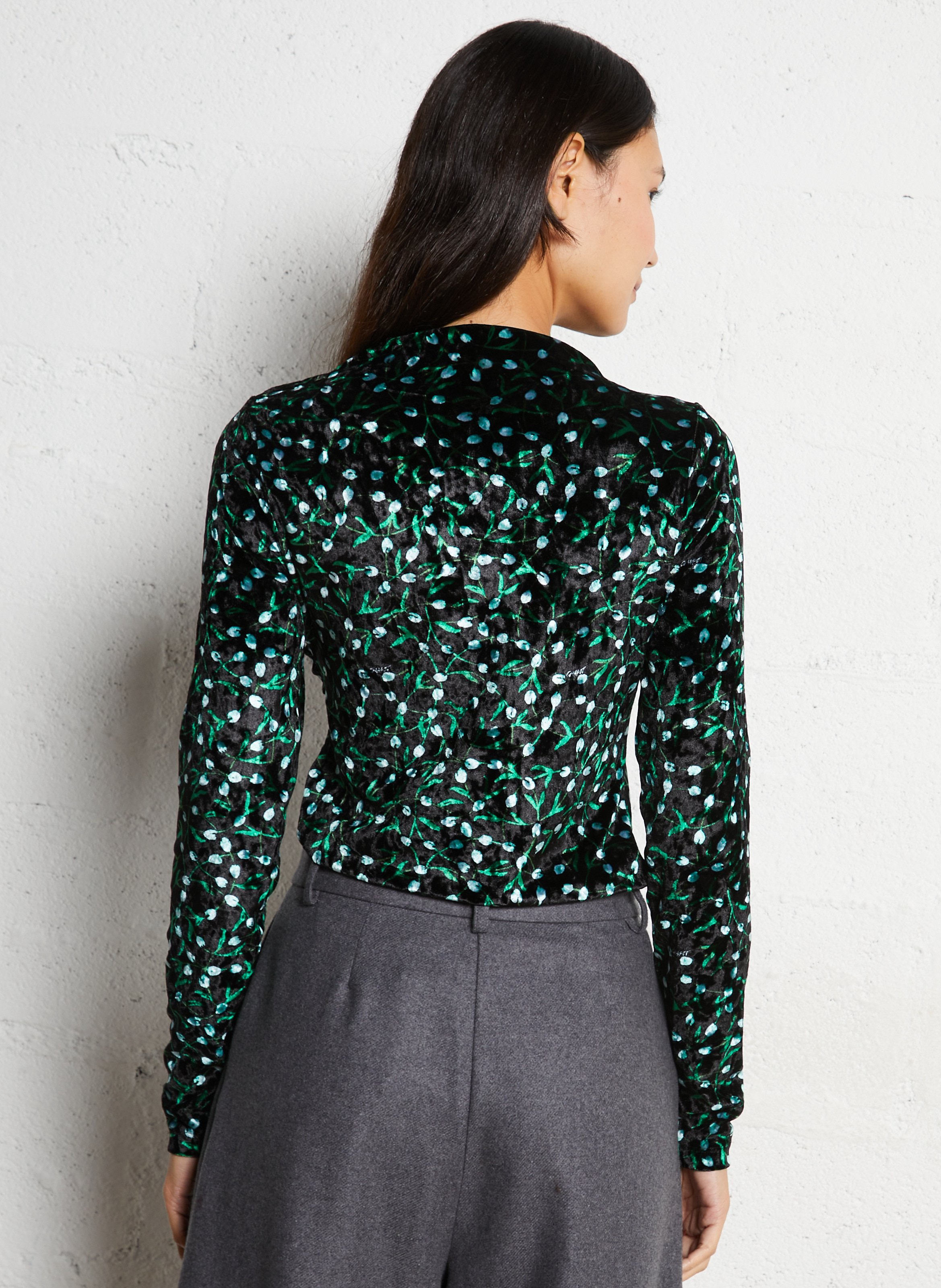 Rechte top met opstaande kraag en print FABIENNE CHAPOT Zwart