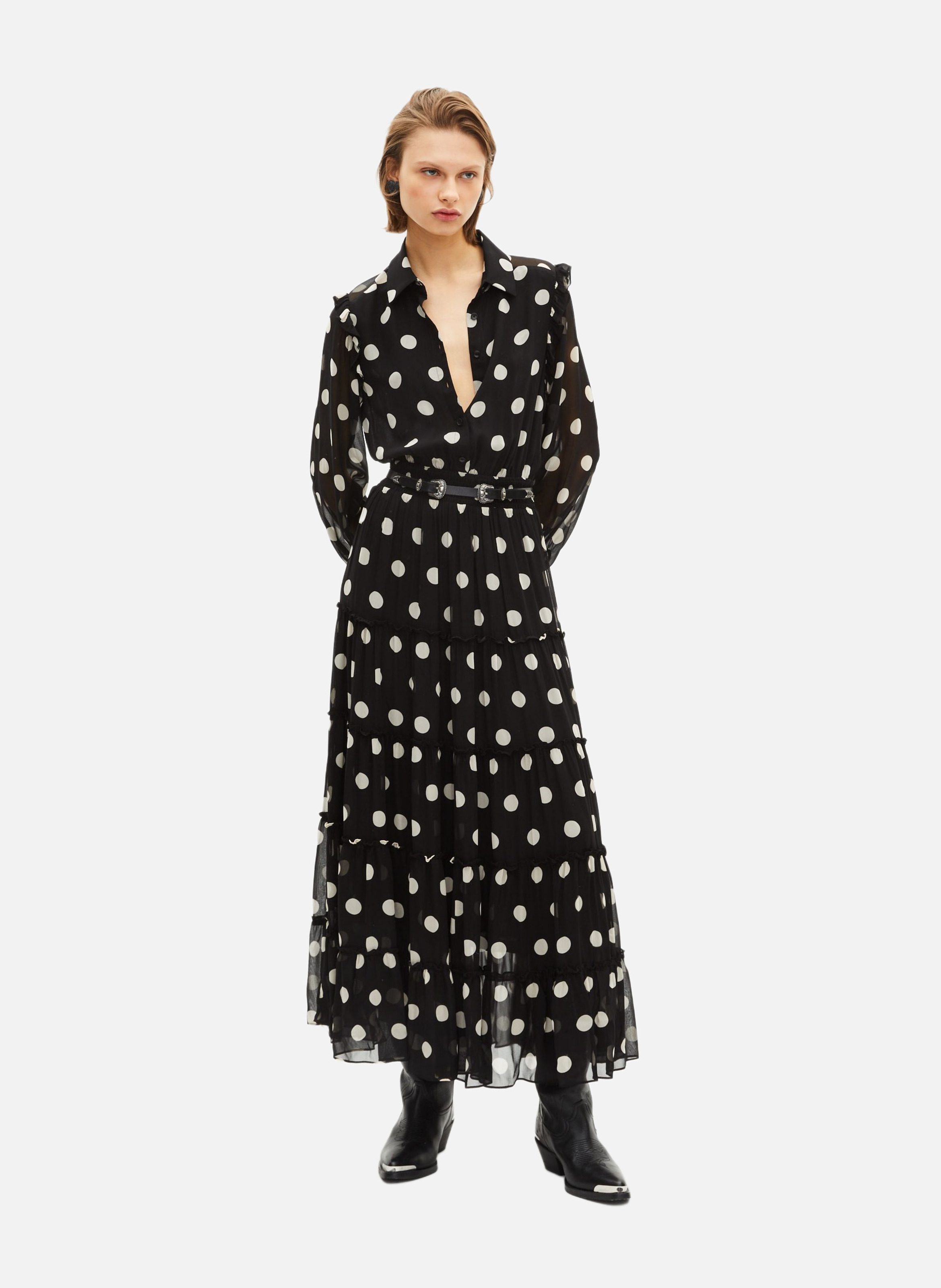 Spotted long dress THE KOOPLES Black