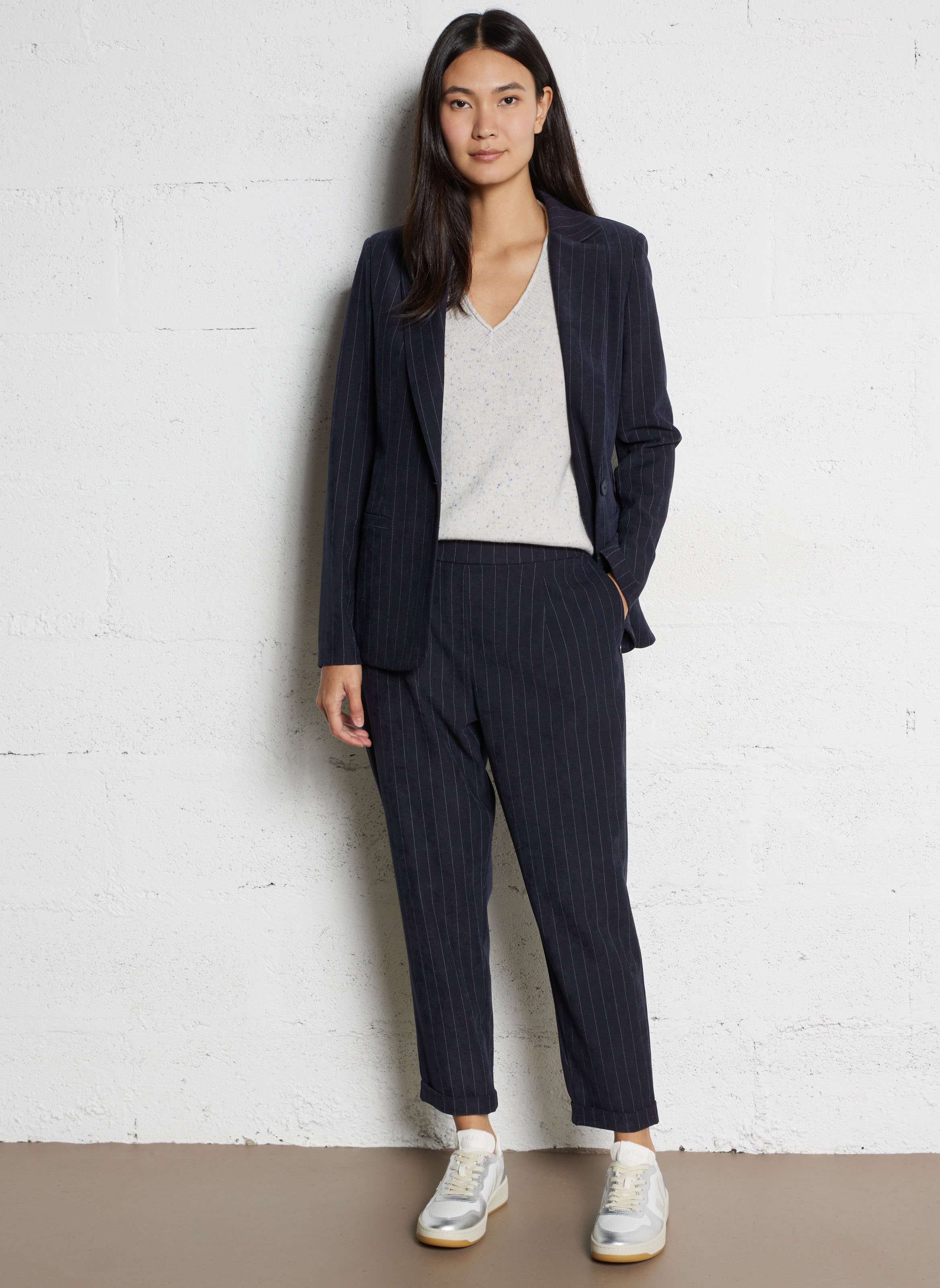 Pantaloln droit en velours PLEASE Bleu