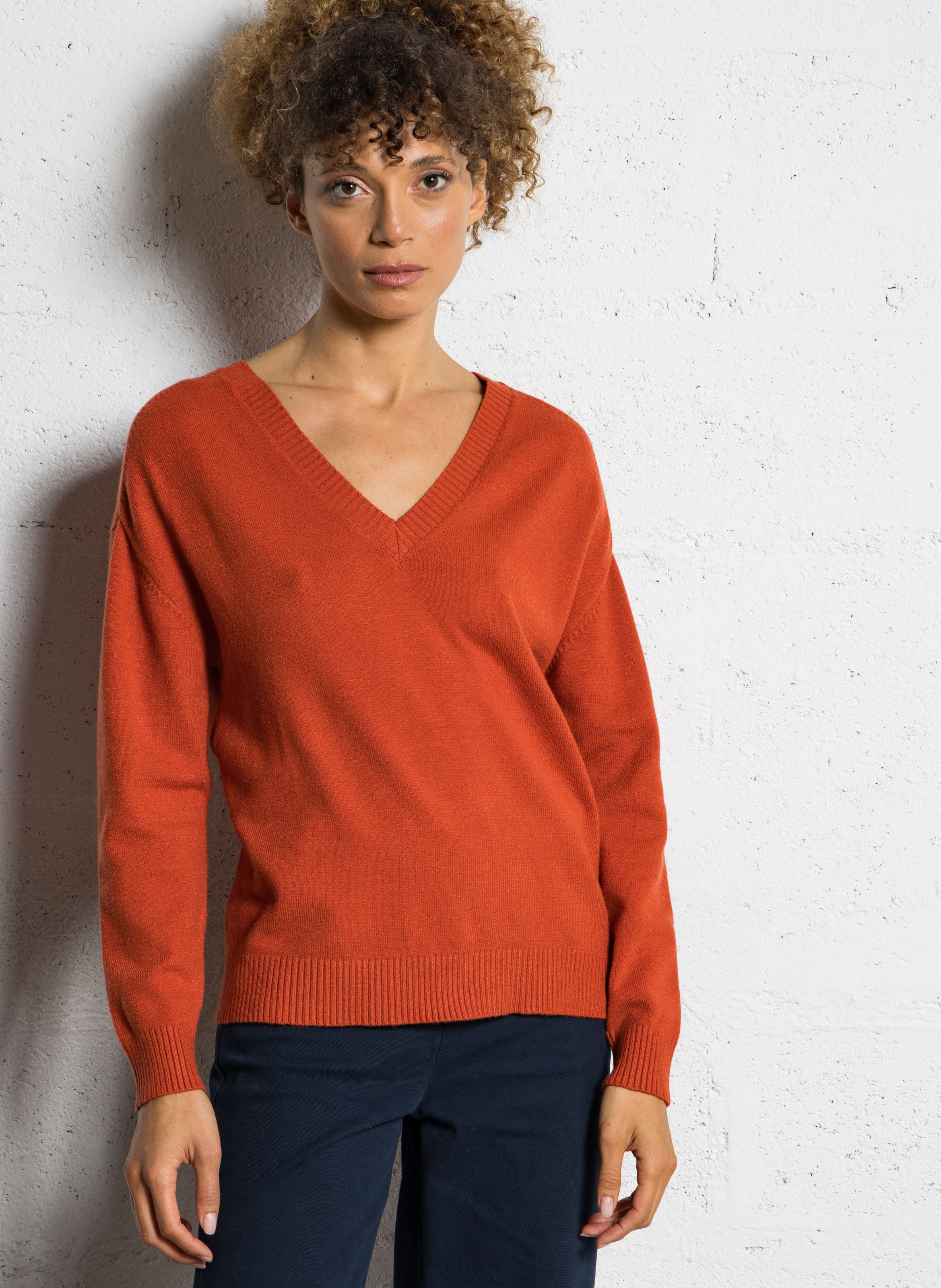 Pull oversize col V en maille SUD EXPRESS