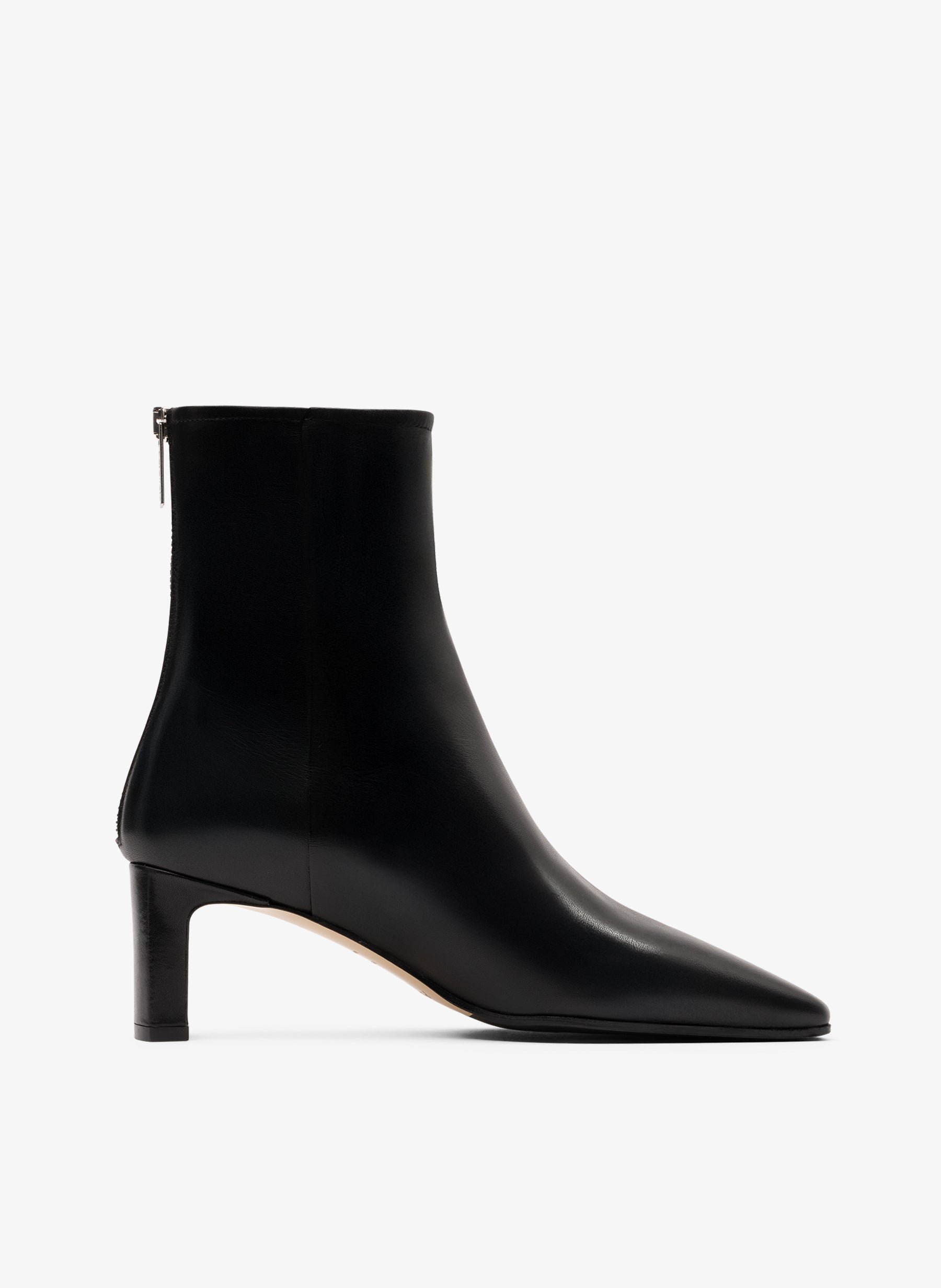 Smooth black calf leather ankle boots PARALLELE PARIS Black